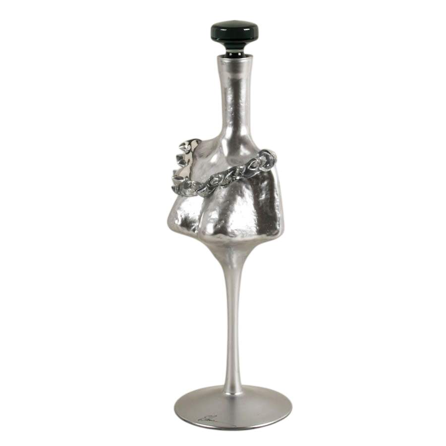 Signed Elena Graure Manta Silver Finish Perfume Bottle-2