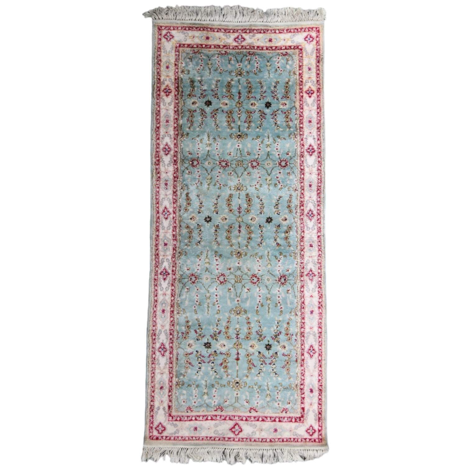 Turkish Ada Handicraft Center Plush Pinks Mercerized Cotton Runner Rug-1