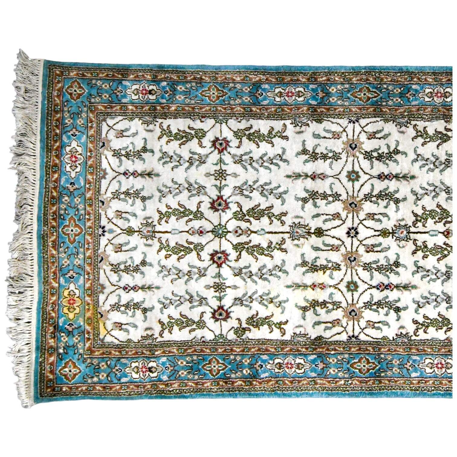 Turkish Ada Handicraft Center Hand-Knotted Mercerized Cotton Runner Rug-6