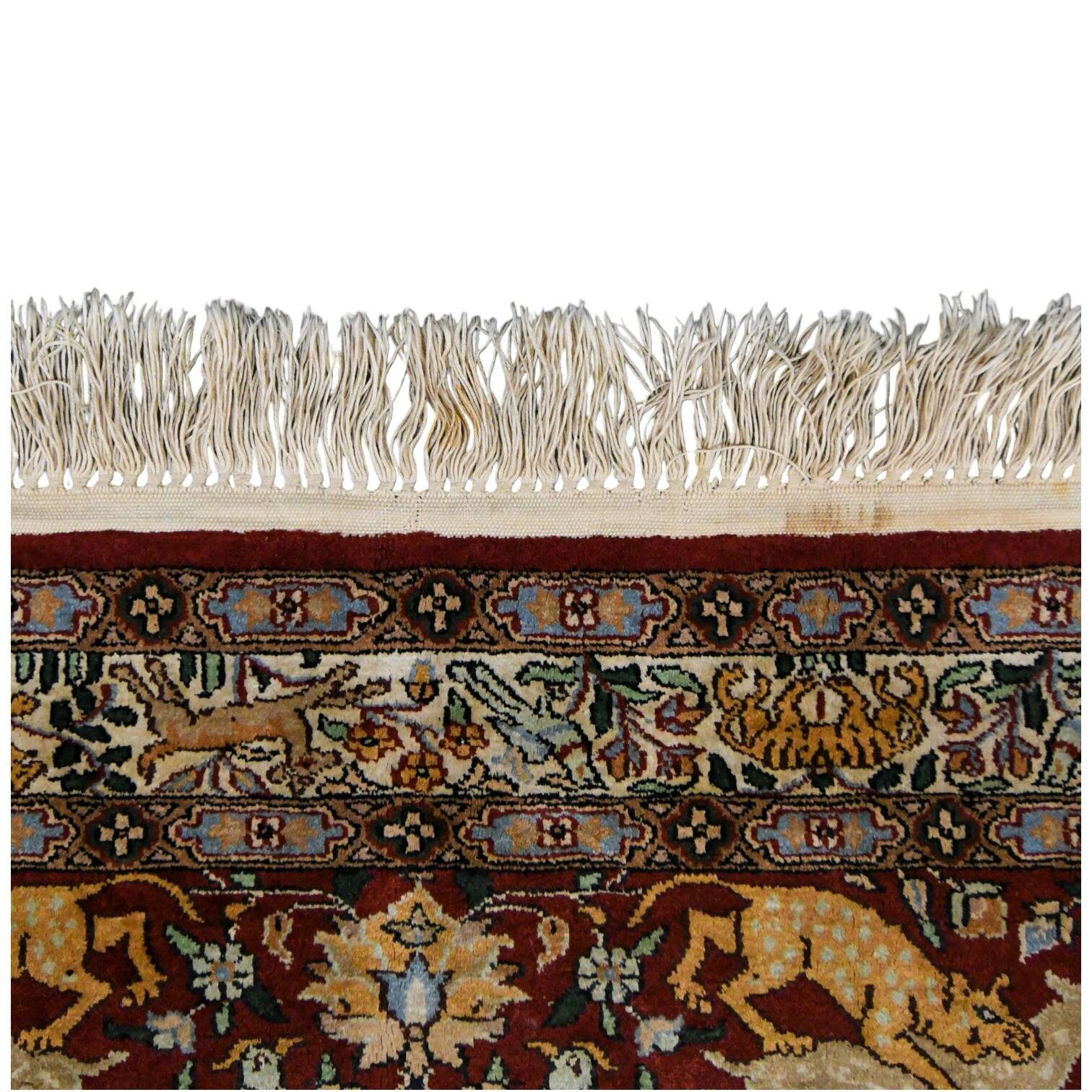 Persian Hand Tuffed Silk Pictoral Animal Scene Rug-4