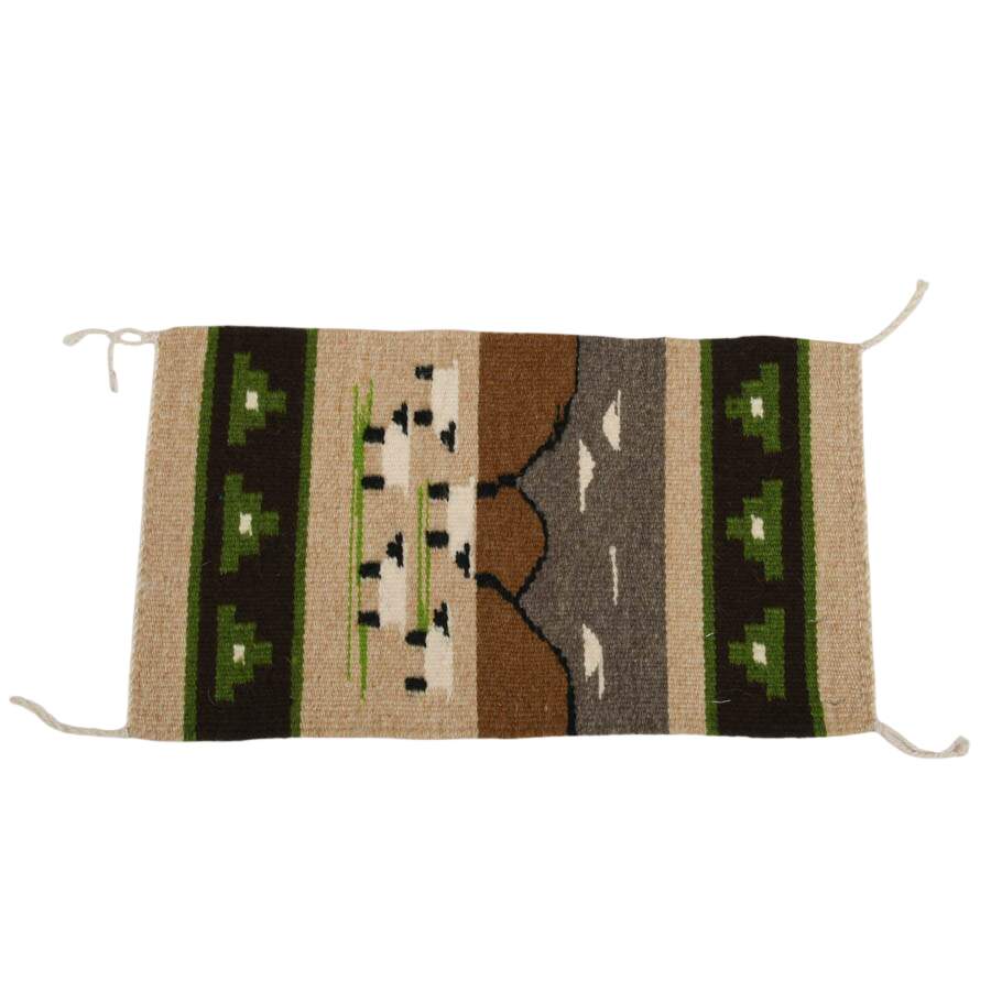 Handwoven by Ella Charly Cottonwood Wool Pictorial Landscape Navajo Rug-1