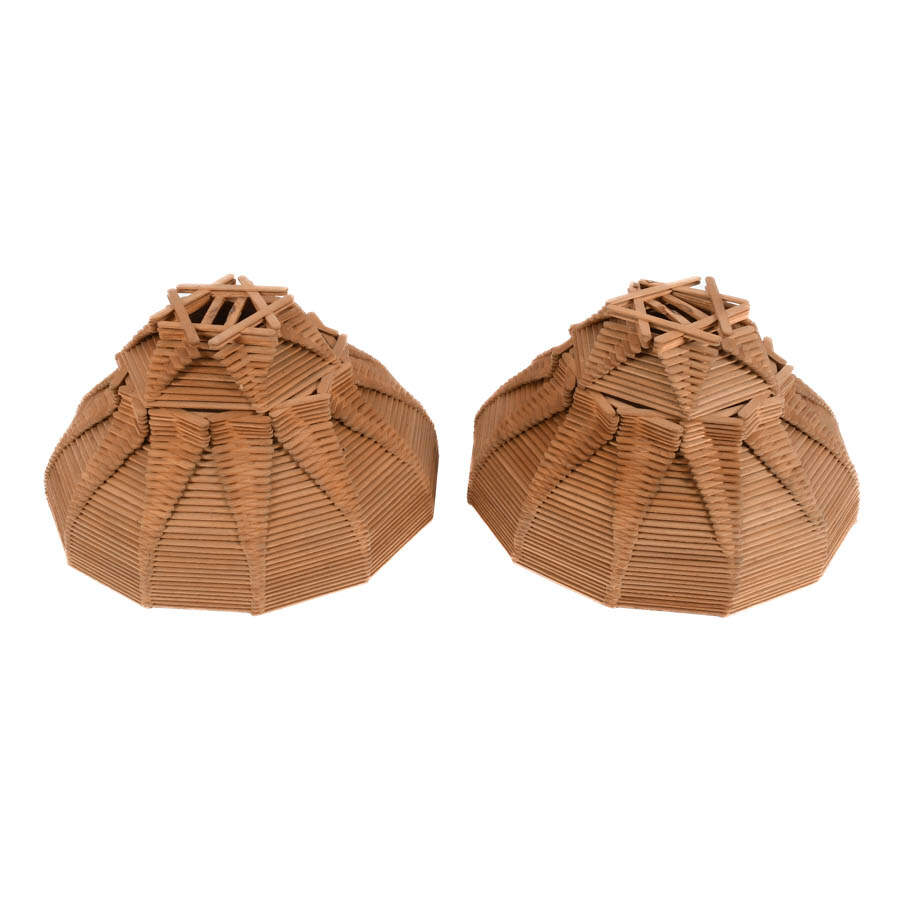 Pair of Tramp Art Popsicle Lamp Shades-2