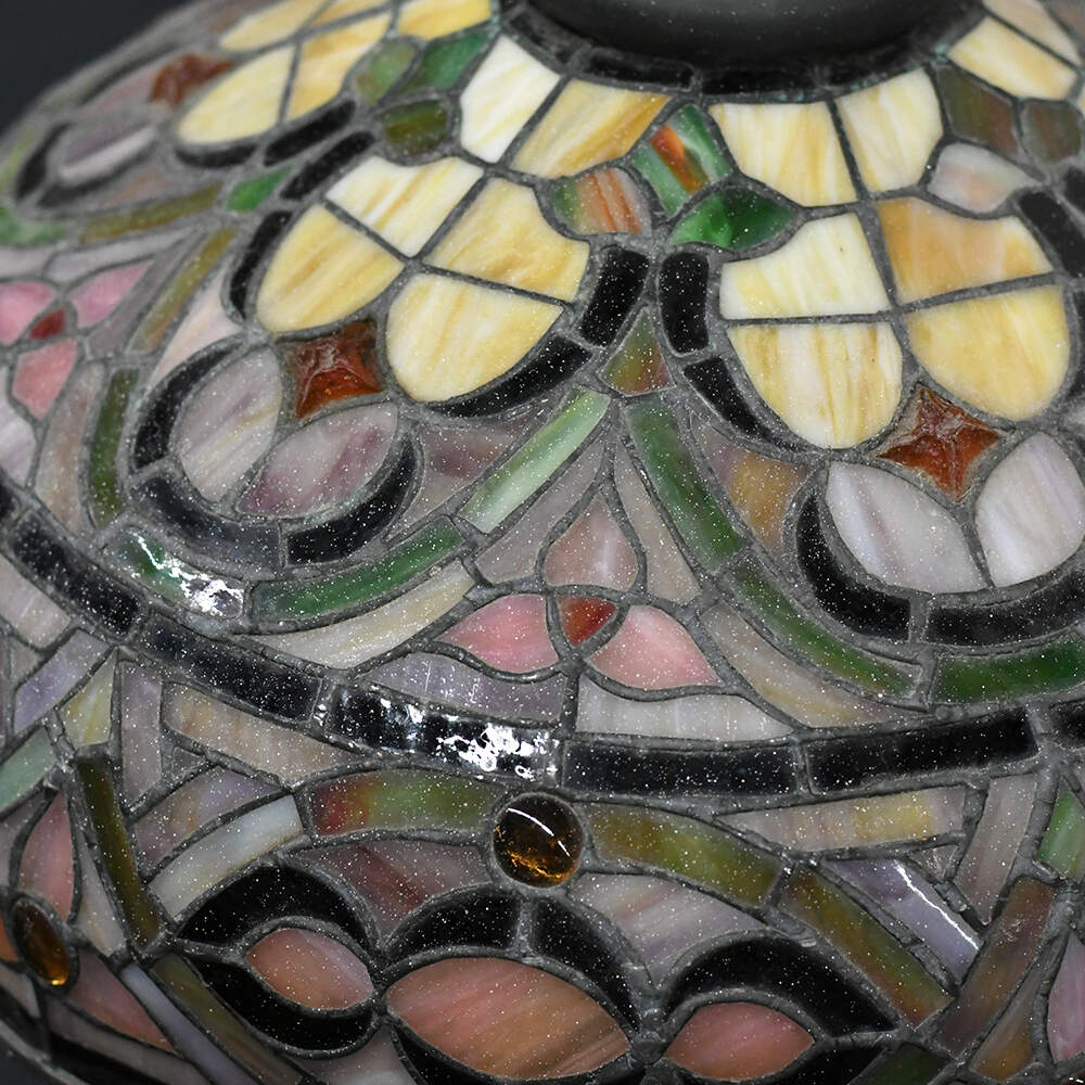 Pair of Hanging Stained Glass Pendant Shades-6