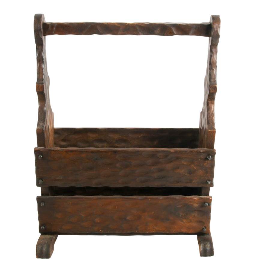 Antique Black Forest Wood Magazine Stand-7