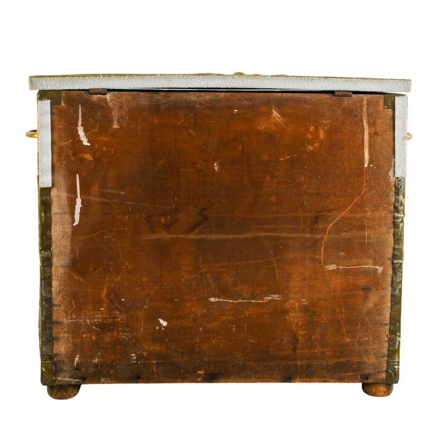 Victorian Repoussé Brass Fireplace Kindling Storage Box-8