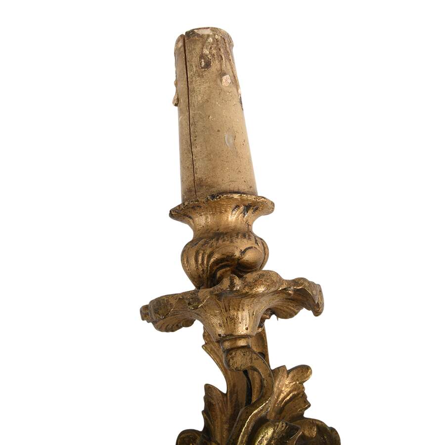 Pair of French Brass Leaf-Form Wall Sconces-5