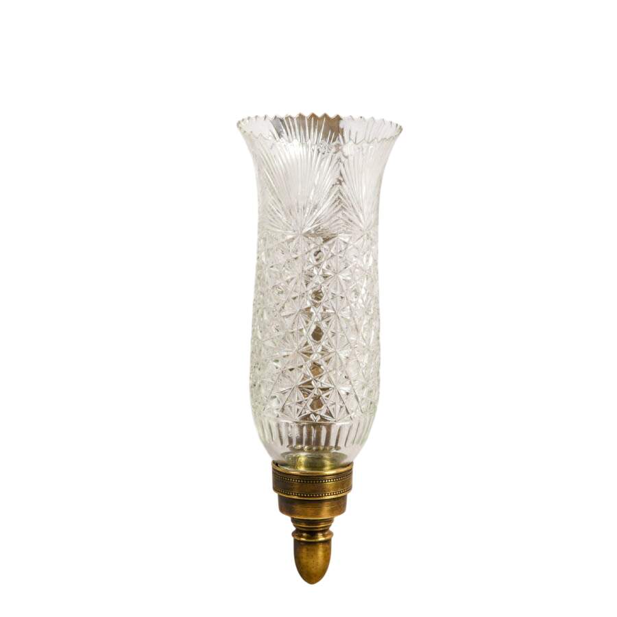Brass Candle Wall Sconce with Glass Hurricane Shade-6