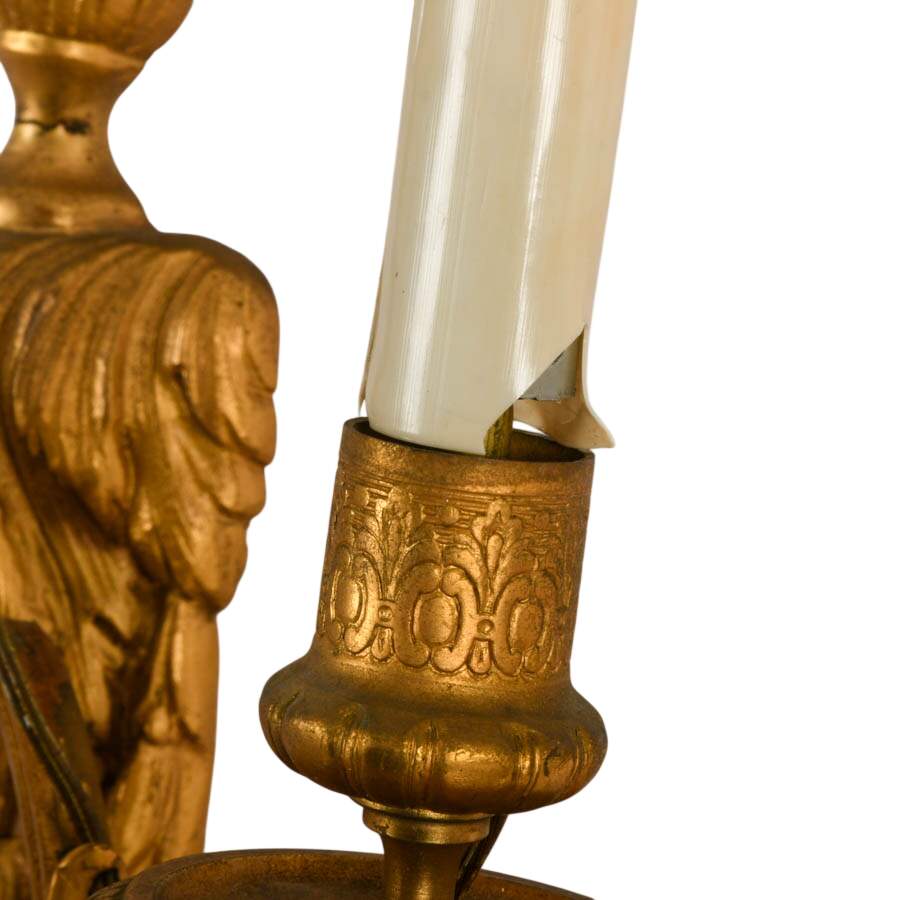 Pair of Gilt Cast Metal Four-Light Candelabra Wall Sconces-4