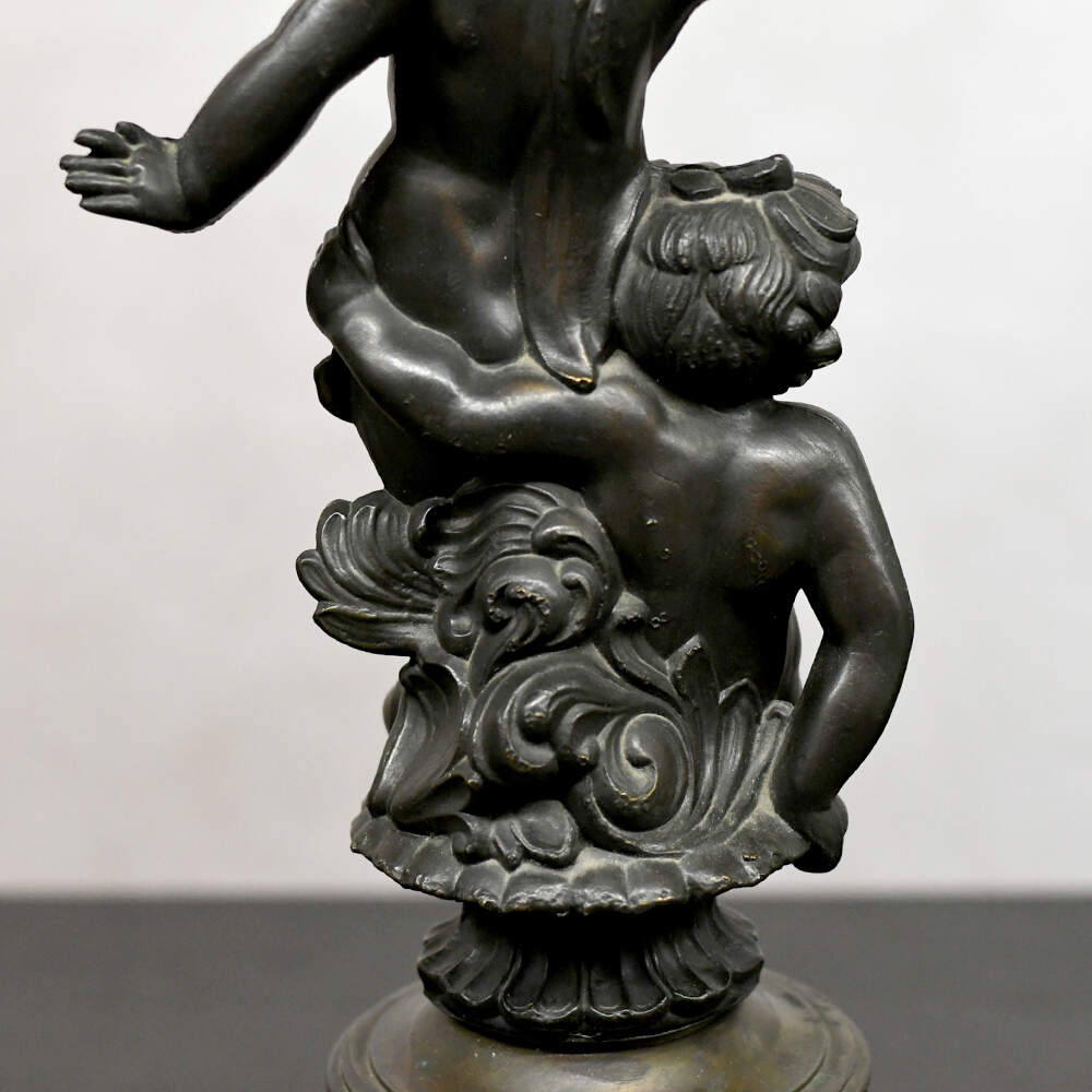 Antique Dark Patinaed Two Brothers Converted Oil Lamp without Shade-6