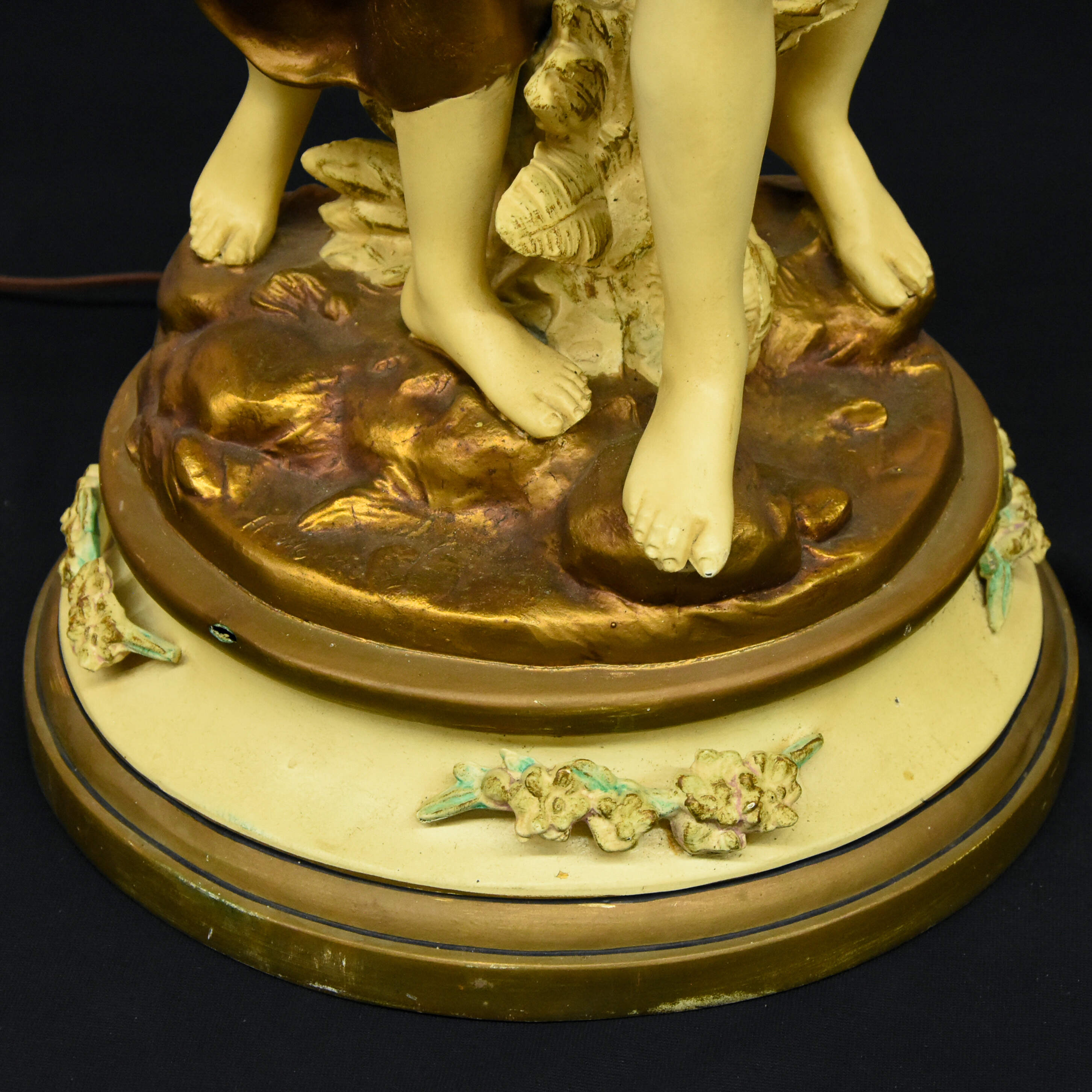 Spelter Italian Boy and Girl Table Lamp After H. Moreau-15