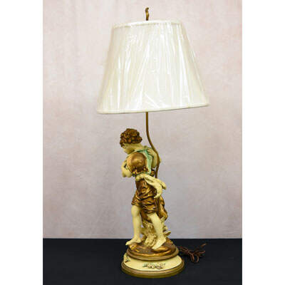 Spelter Italian Boy and Girl Table Lamp After H. Moreau-10