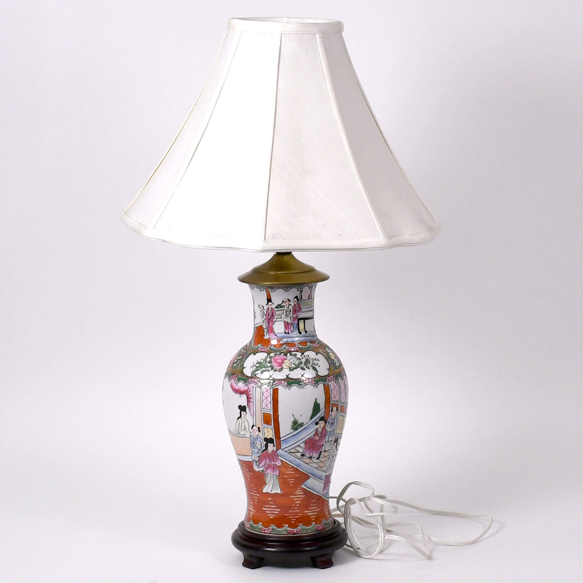 Chinese Famille Rose Medallion Lamp on Base-1