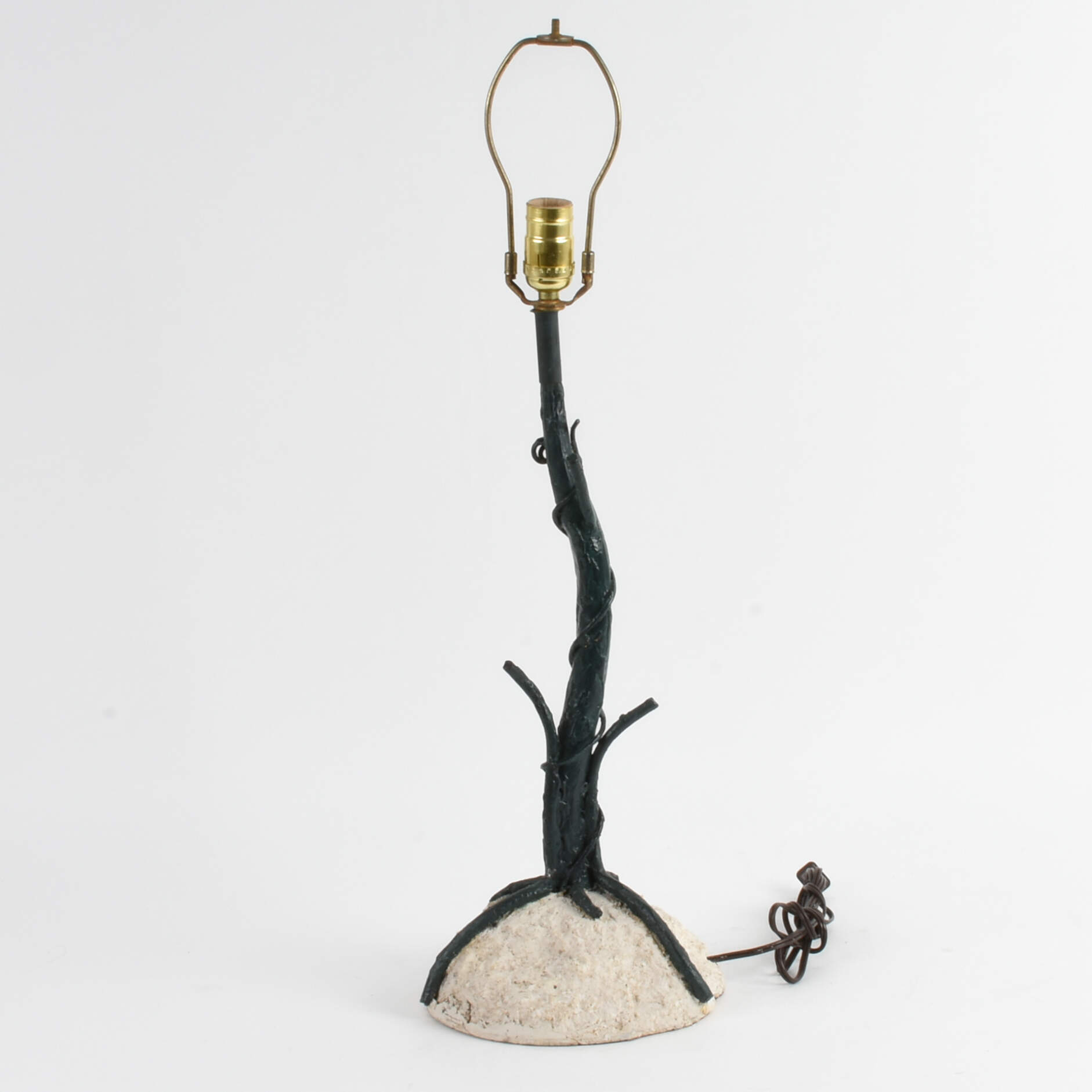 Pair of Concrete and Metal Branch Table Lamps with Matching Shades-11