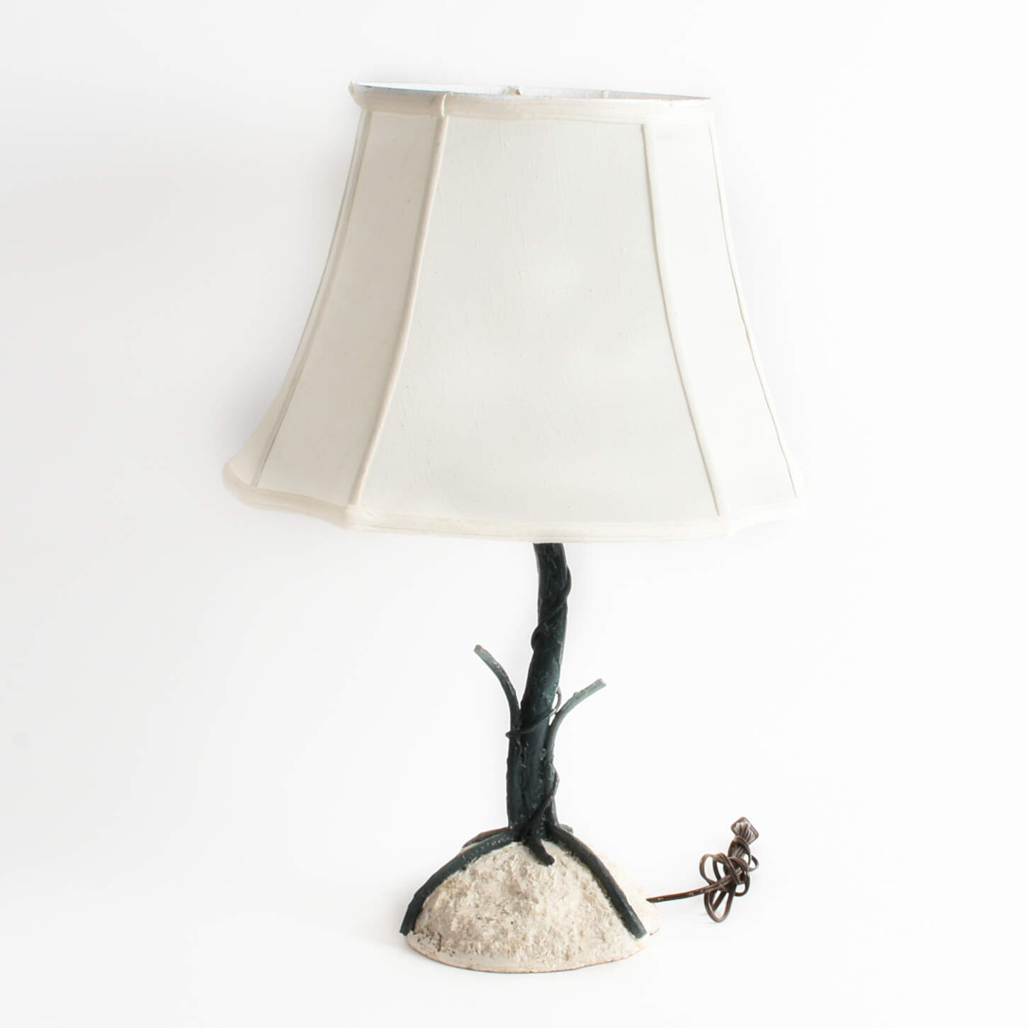 Pair of Concrete and Metal Branch Table Lamps with Matching Shades-8