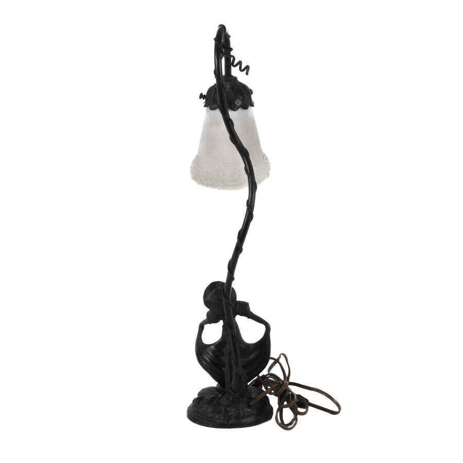 Antique Art Nouveau Signed Dancing Woman Lamp-4