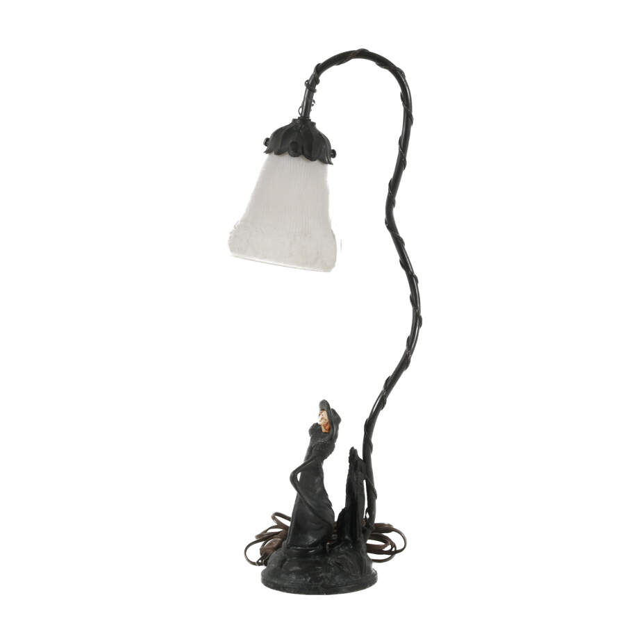 Antique Art Nouveau Signed Dancing Woman Lamp-2