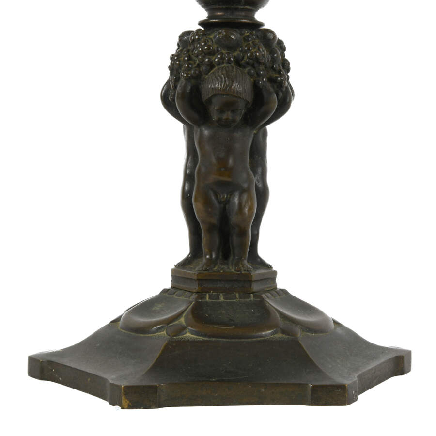 Antique Neo-Classical Bronze Cherub Motif Table Lamp-3