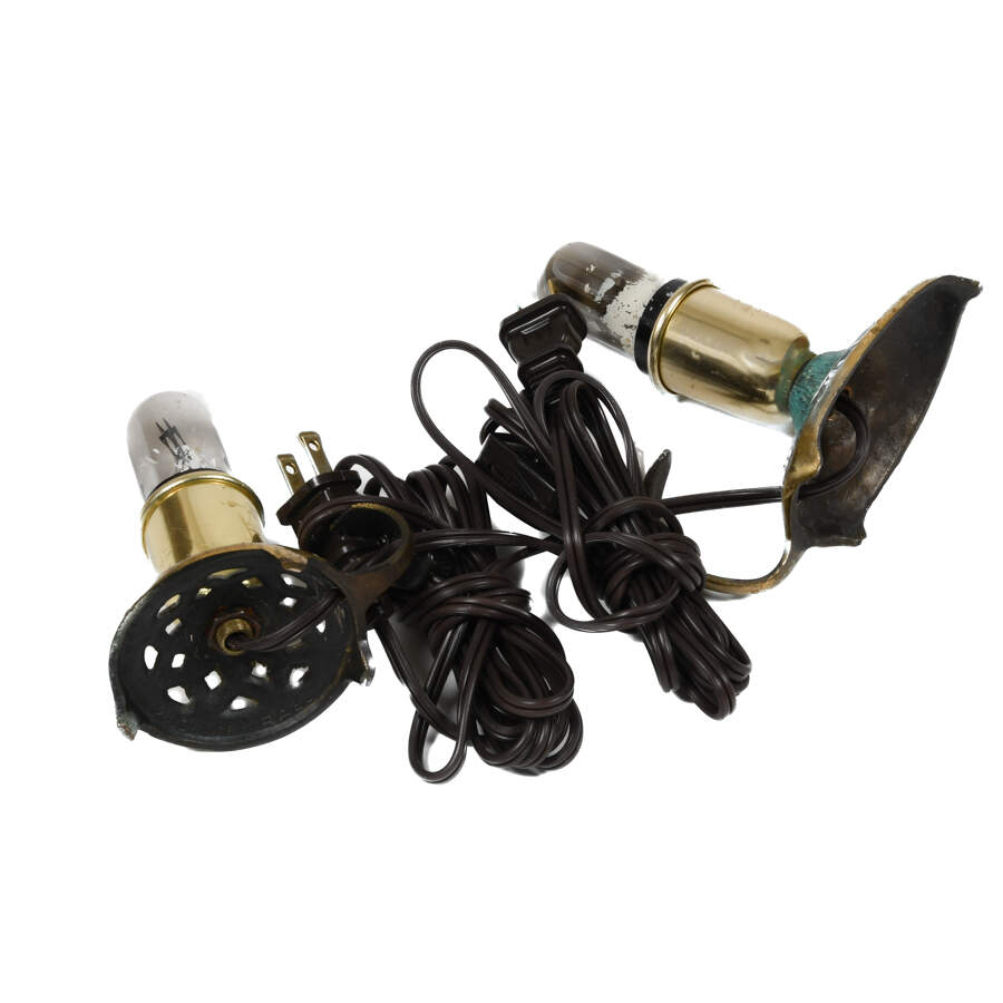 Antique Pair of Metal Jewish "In Loving Memory" Lights-5