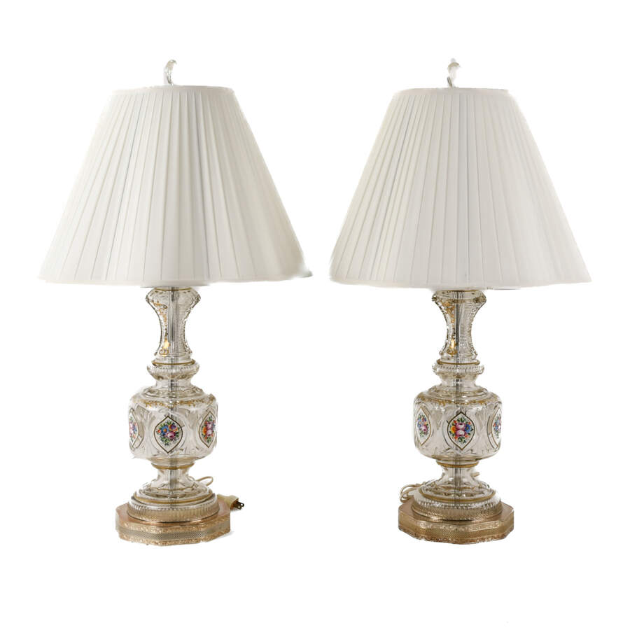 Pair of Italian Hand-Painted Table Lamps-1