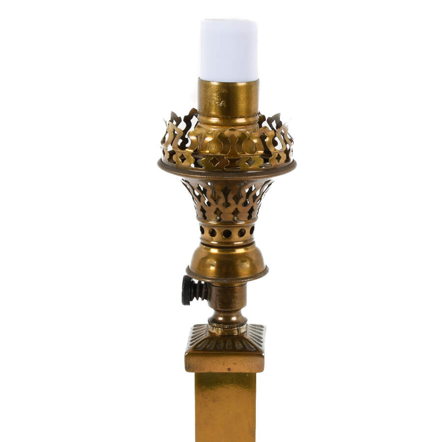 Pair of Ornate Gold Metal Candlestick Style Lamps-4