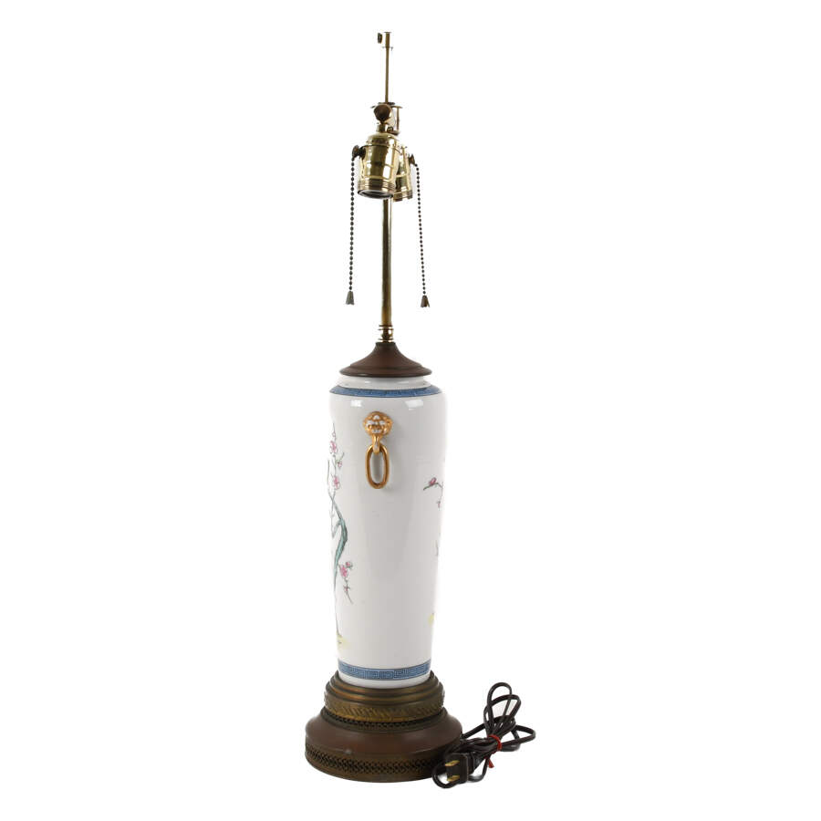 Porcelain Floral and Greek Key Design Table Lamp-5