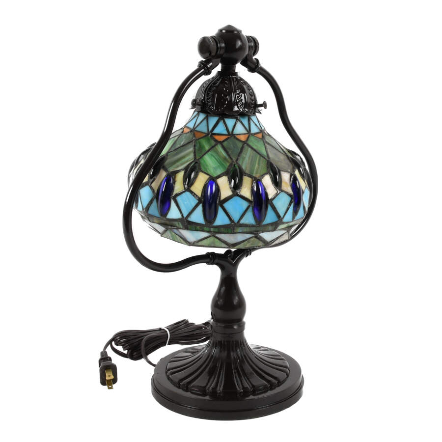 Tiffany-Style Stained-Glass Harp Desk Lamp-6
