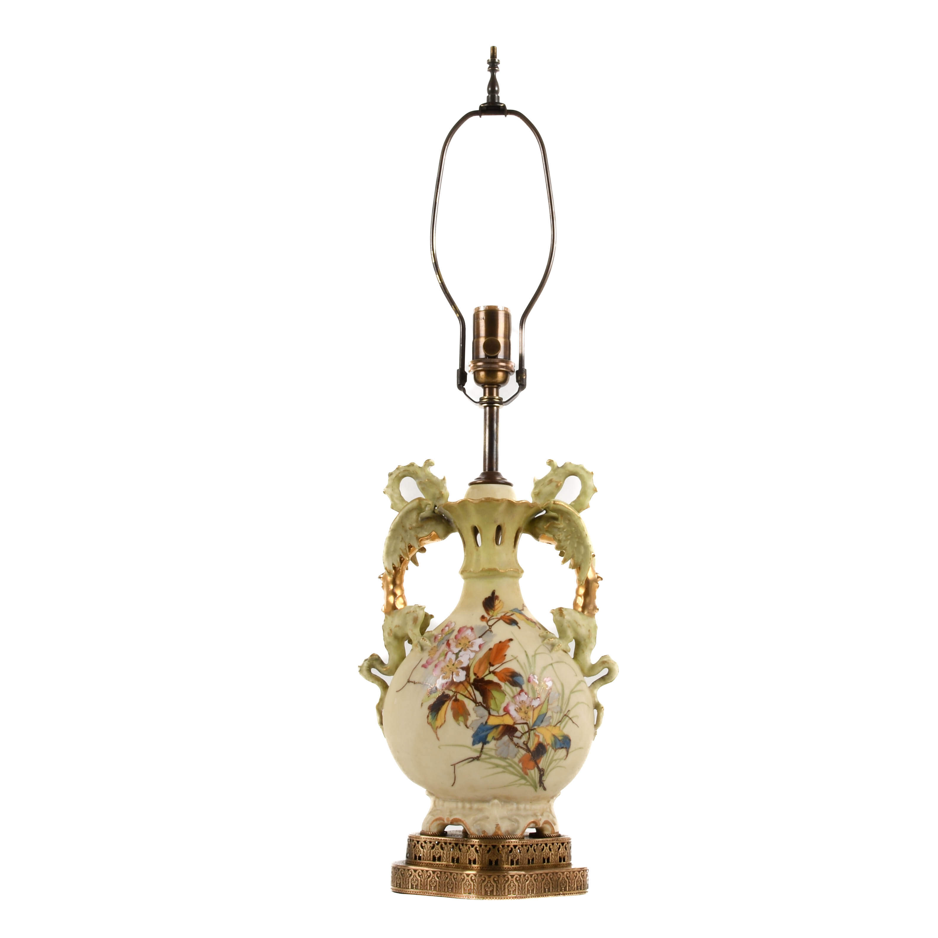 Porcelain and Enamel Paint Decorated Lamp Attributed to Royal Worcester-2