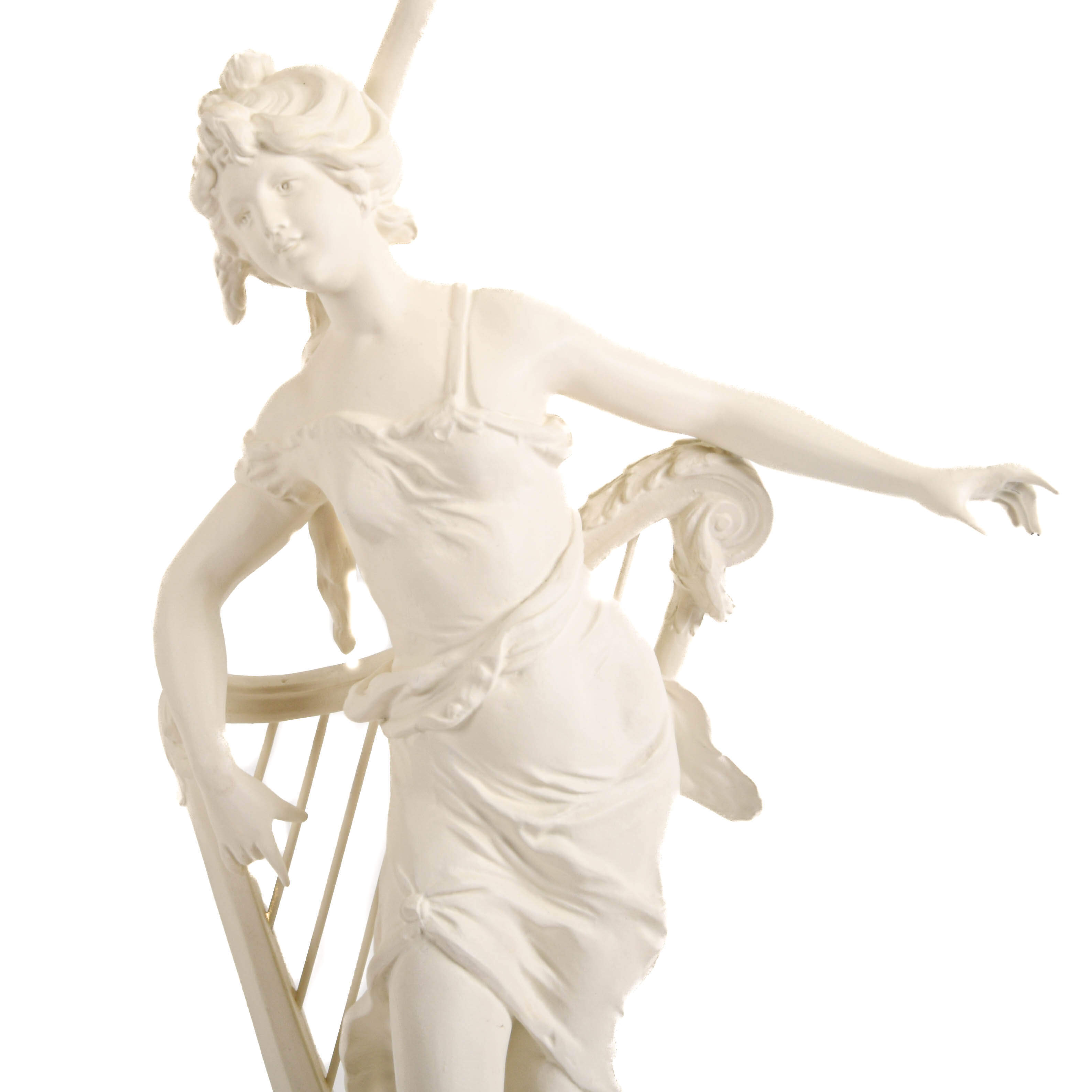 Pair of French Spelter Muse Statue Table Lamps After Moreau-3