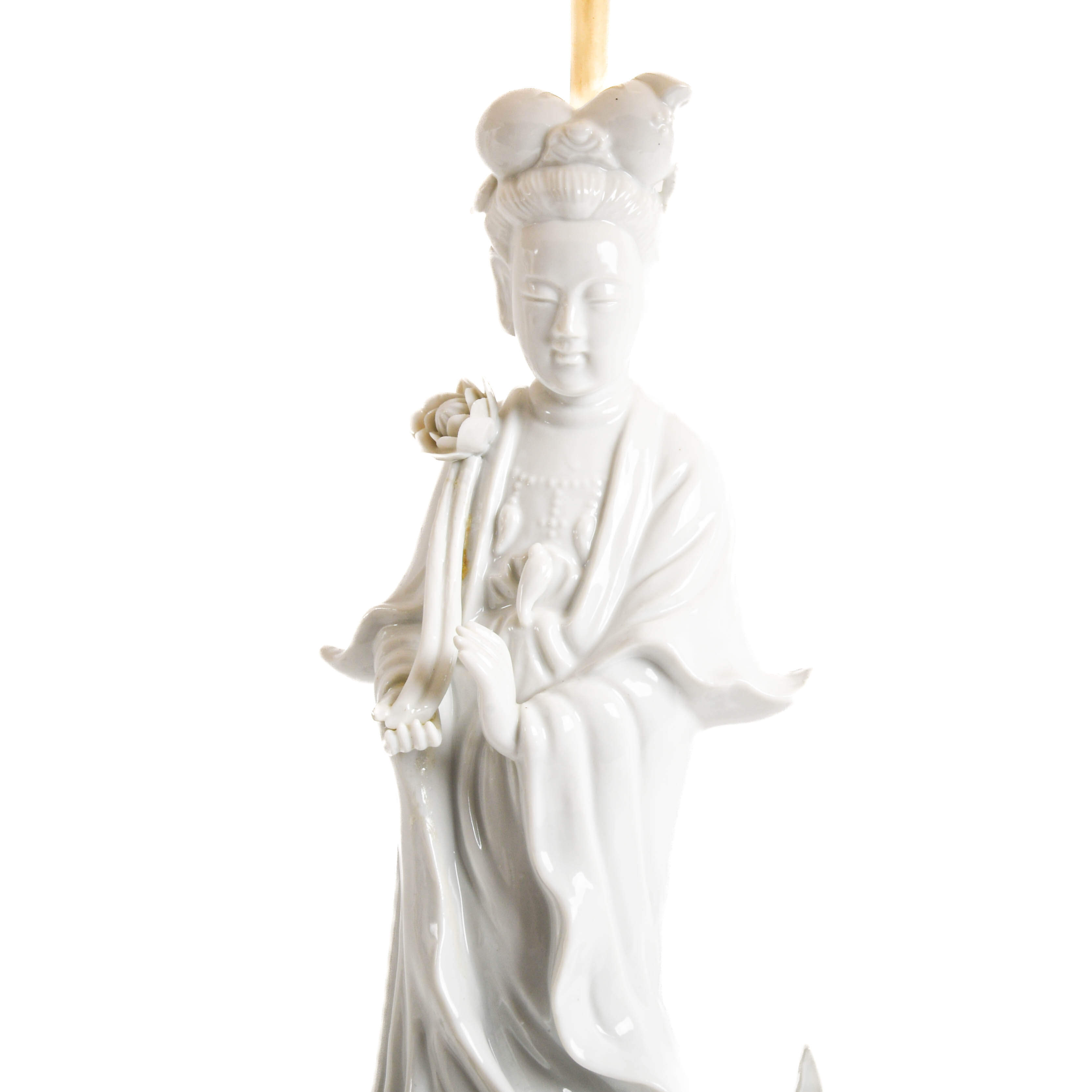 Pair of Blanc de Chine Guanyin Table Lamps-4