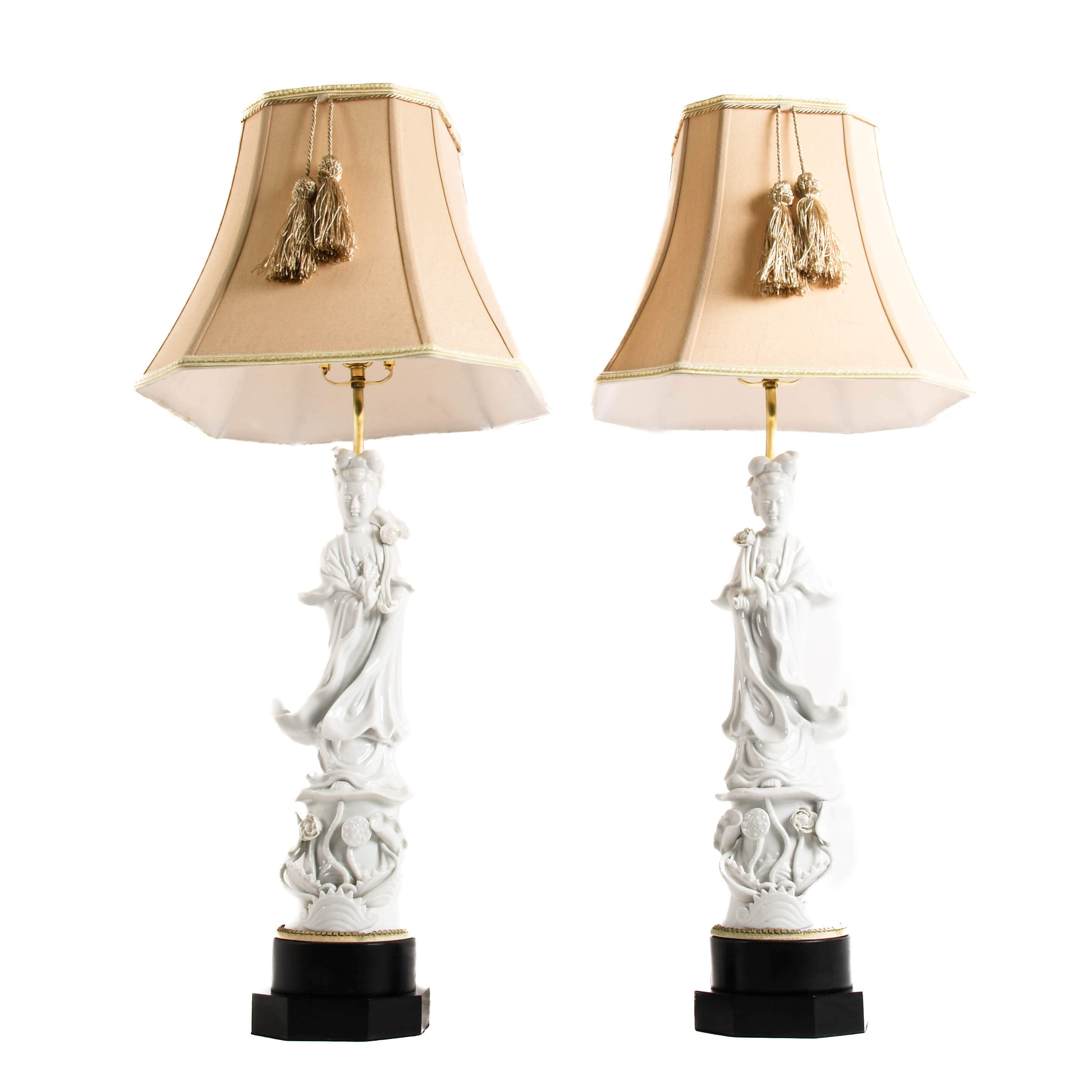 Pair of Blanc de Chine Guanyin Table Lamps-3