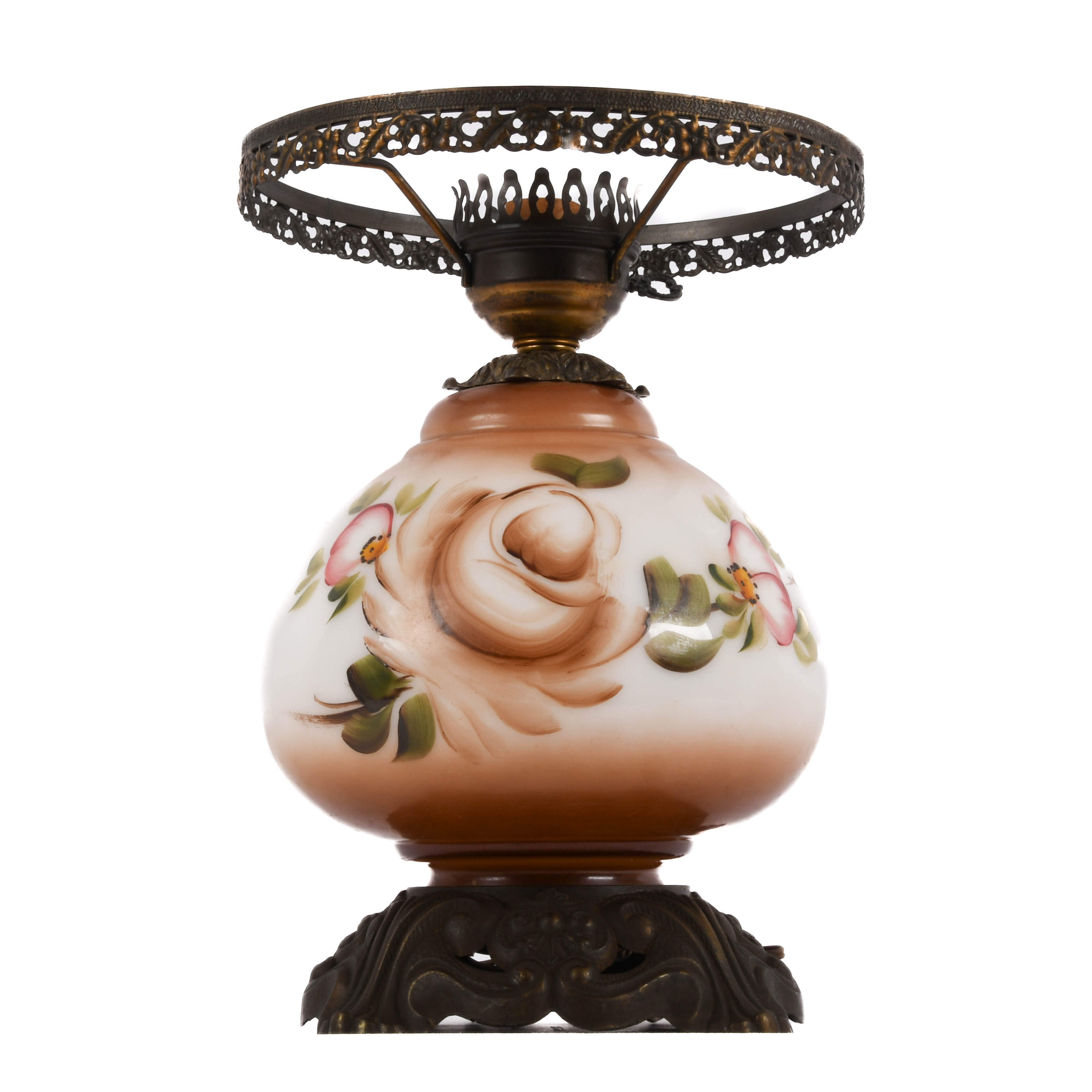 Falkenstein Hurricane Lamp Base with Decorated Flowers-4