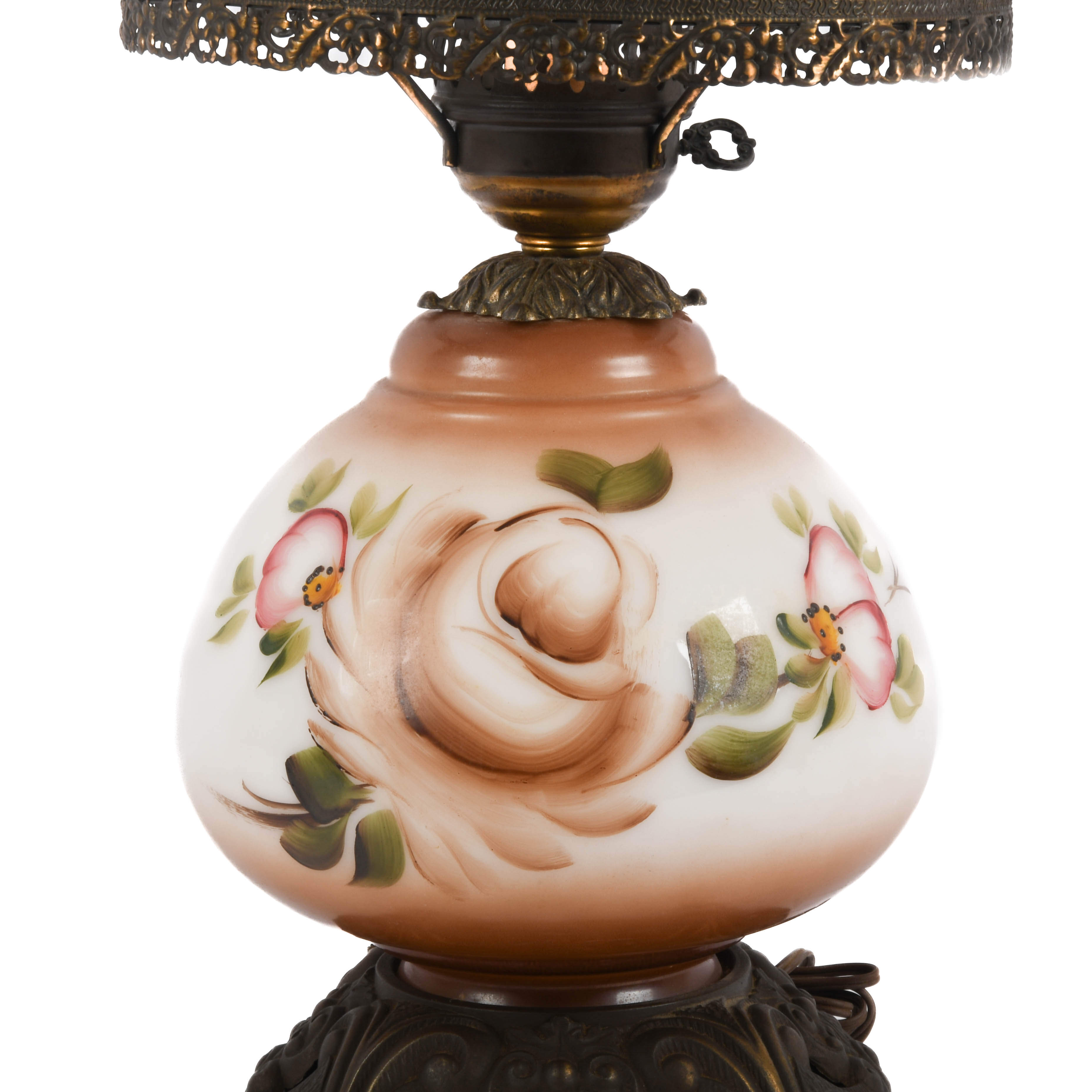 Falkenstein Hurricane Lamp Base with Decorated Flowers-3