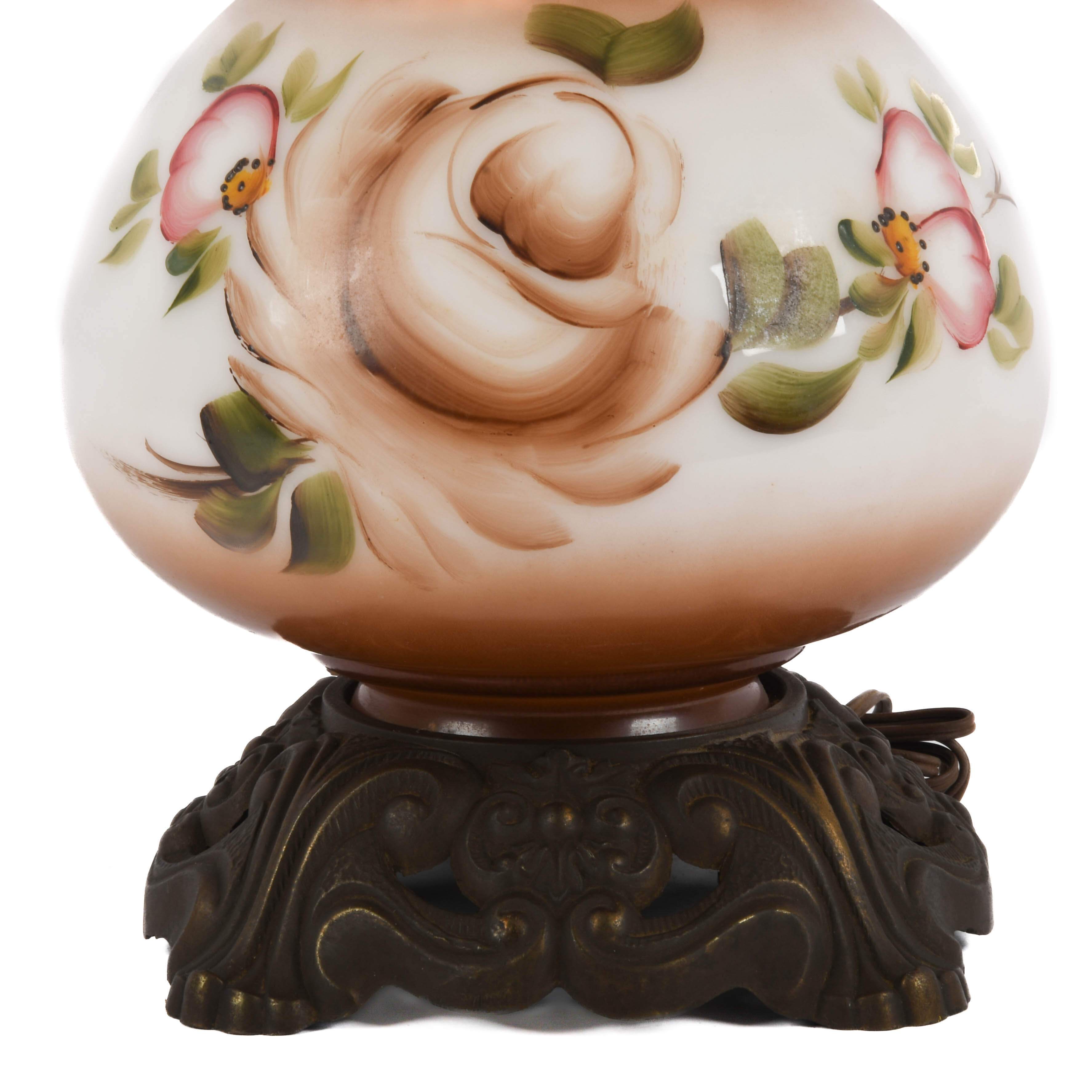 Falkenstein Hurricane Lamp Base with Decorated Flowers-2