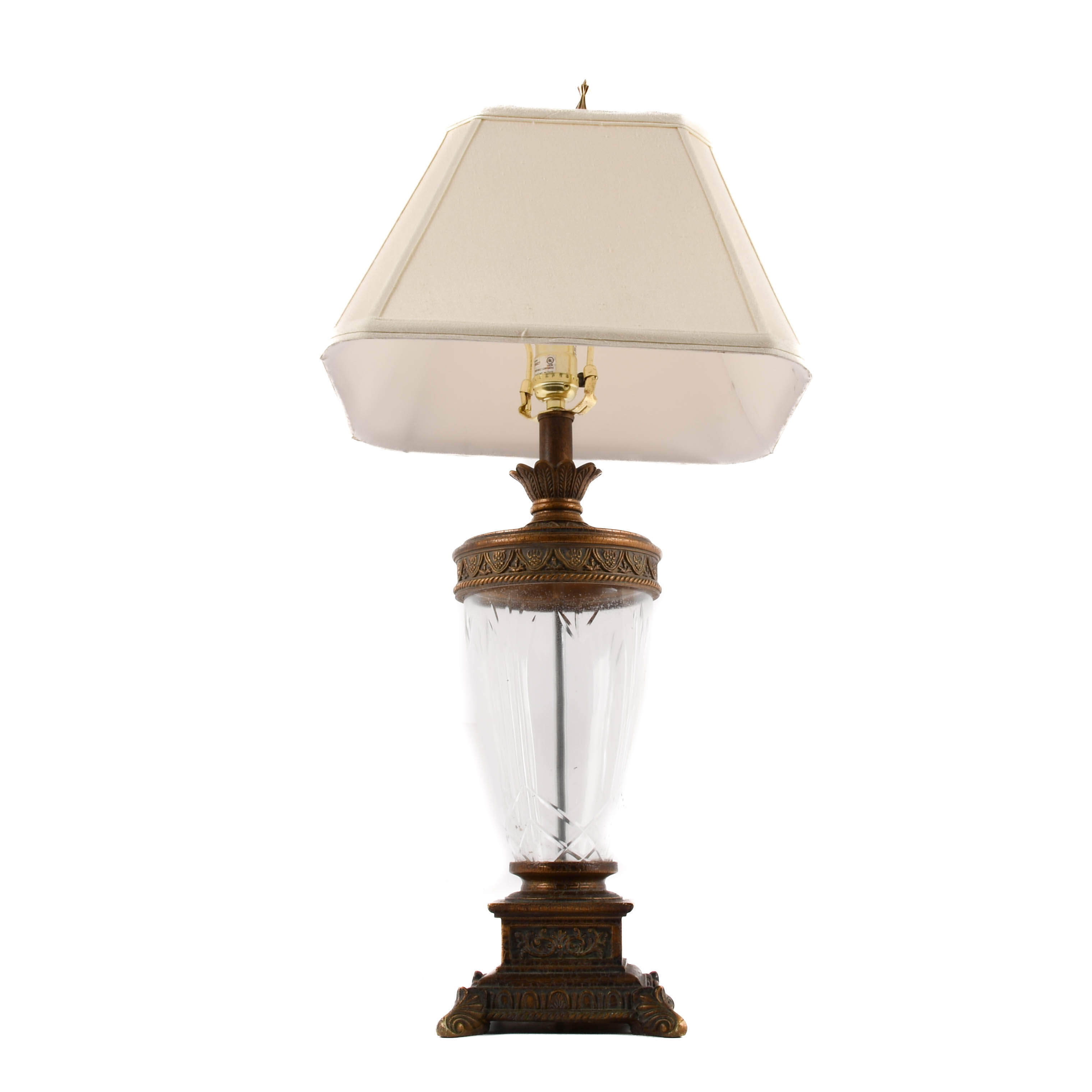 Decorative Crystal and Wood Table Lamp-5