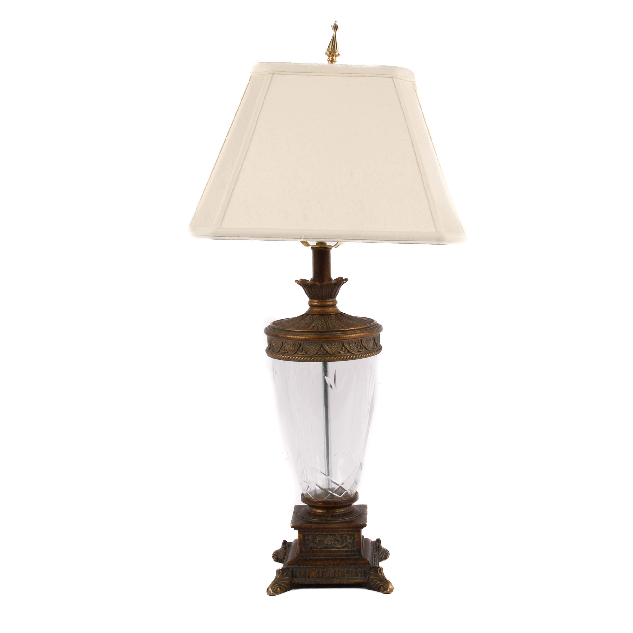 Decorative Crystal and Wood Table Lamp-1