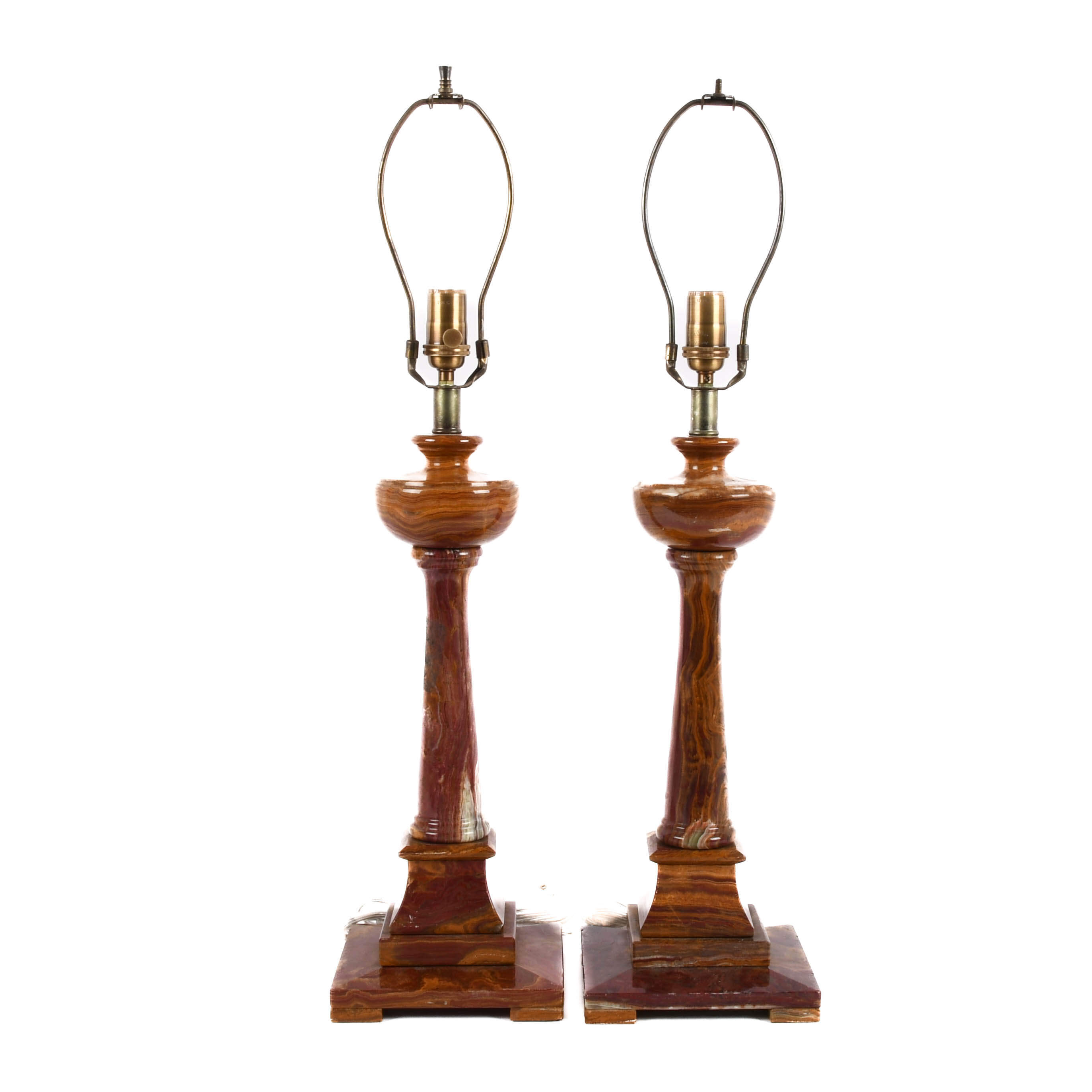 Pair of Caramel-Toned Alabaster Table Lamps-5