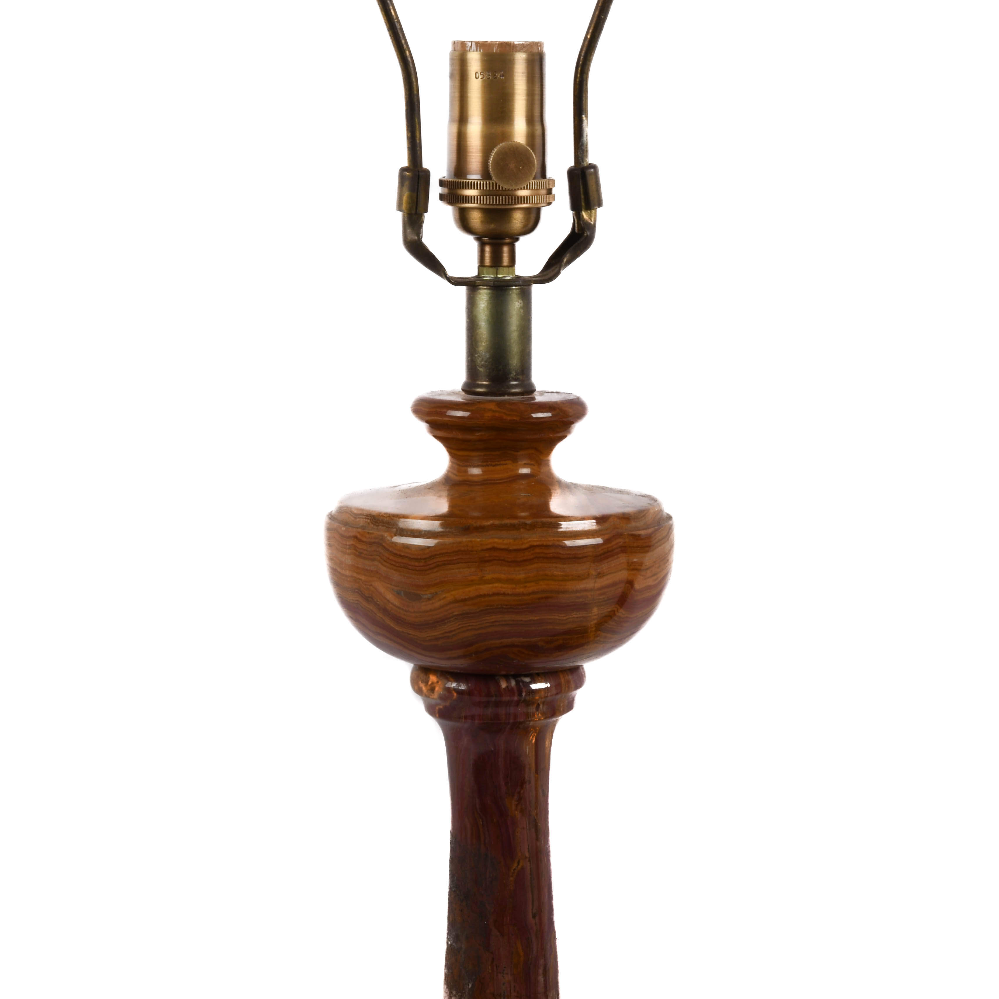 Pair of Caramel-Toned Alabaster Table Lamps-3