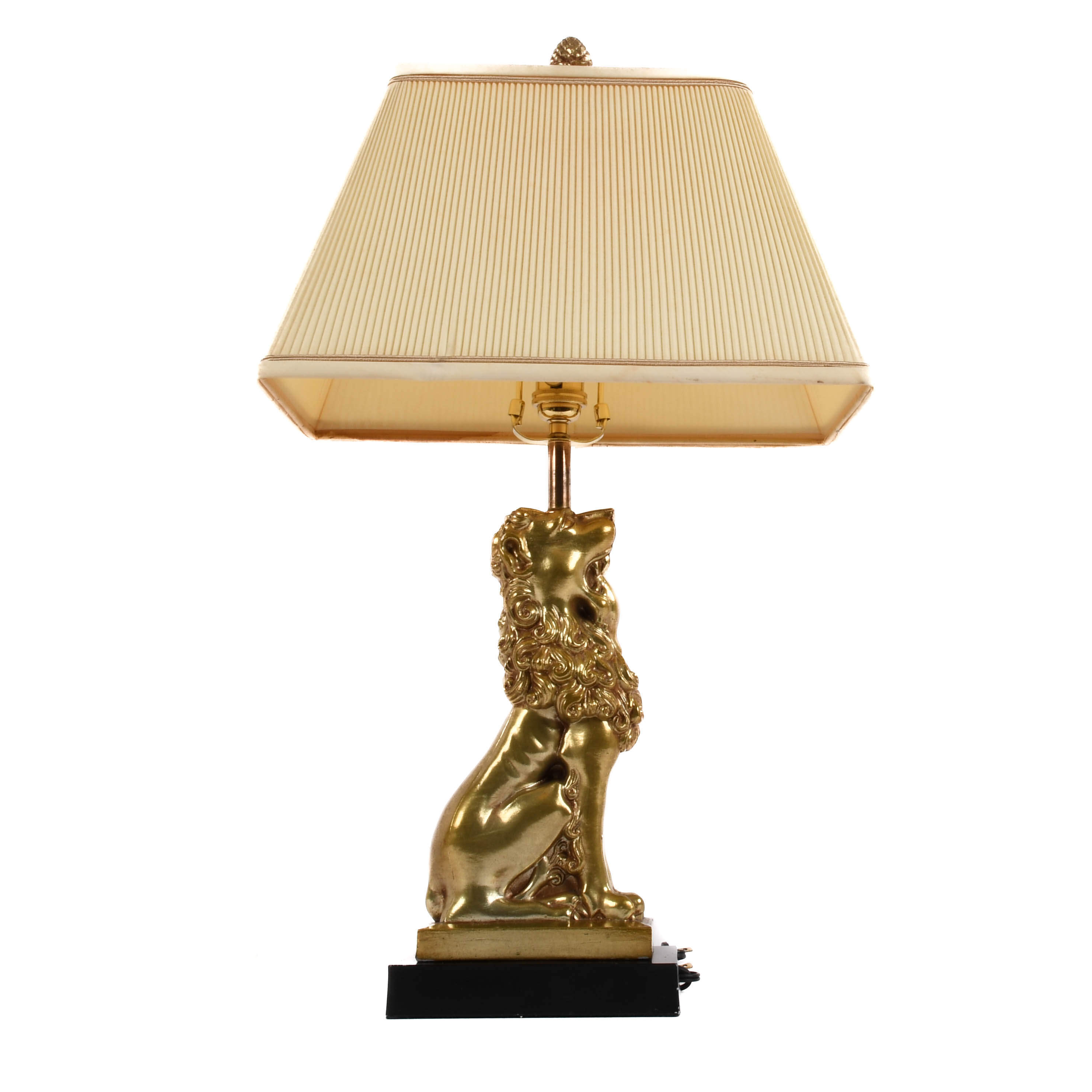 Hollywood Regency Brass Lion Figural Table Lamp-5