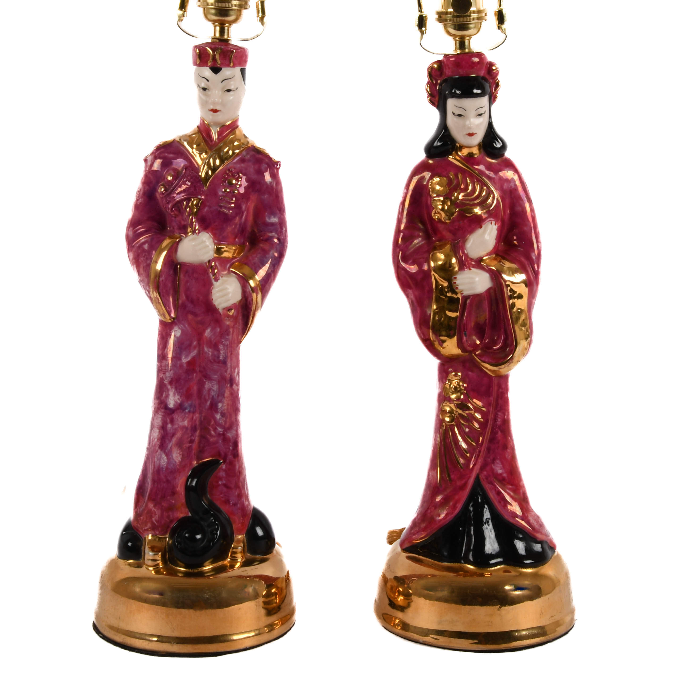 Pair of Hollywood Regency Asian Figural Table Lamps-2