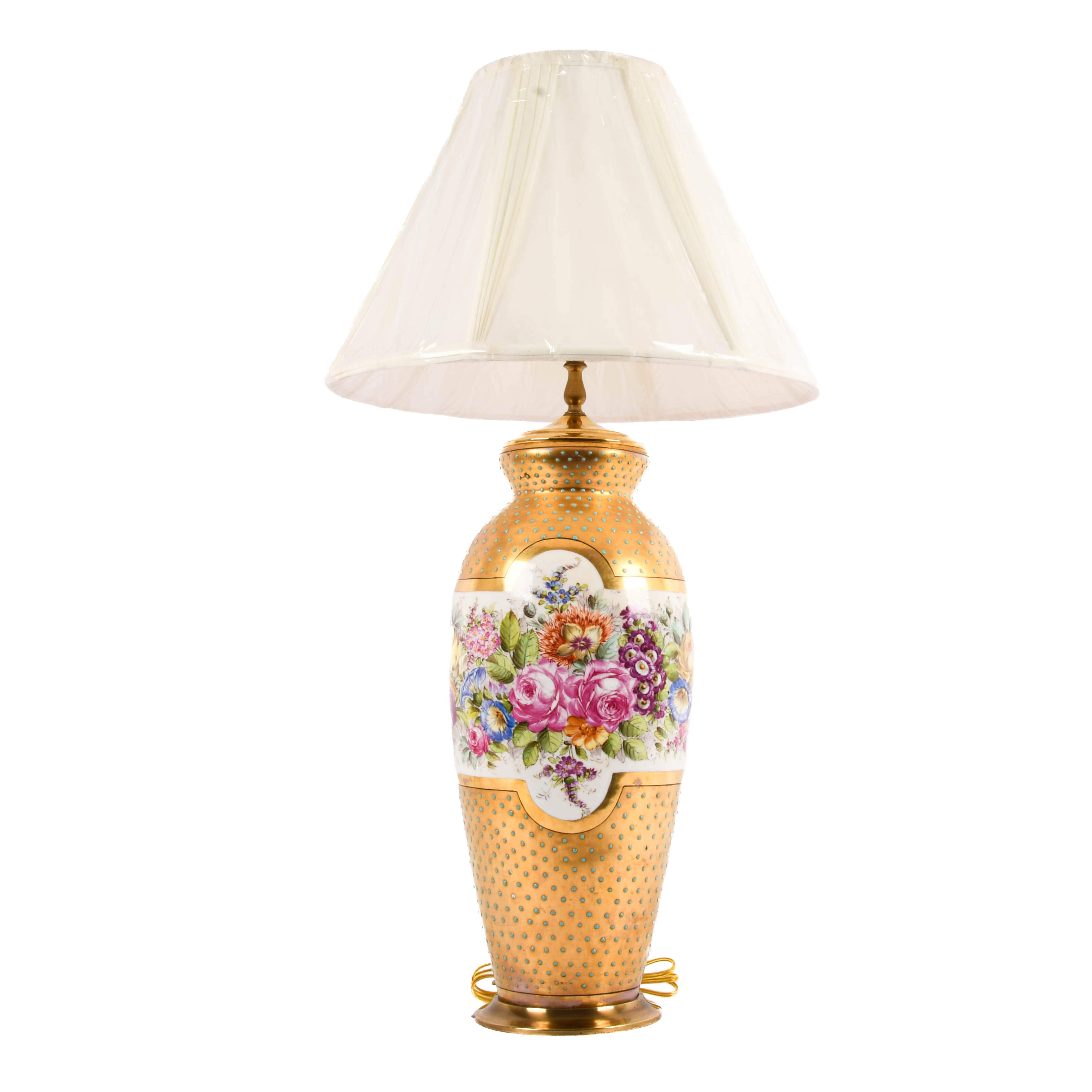 Dresden Hand-Painted Floral Lamp-4