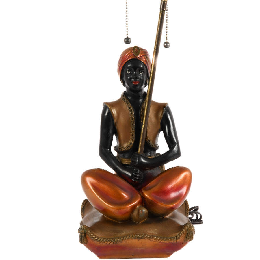 Decorated Seated Blackamoor Table Lamp-2