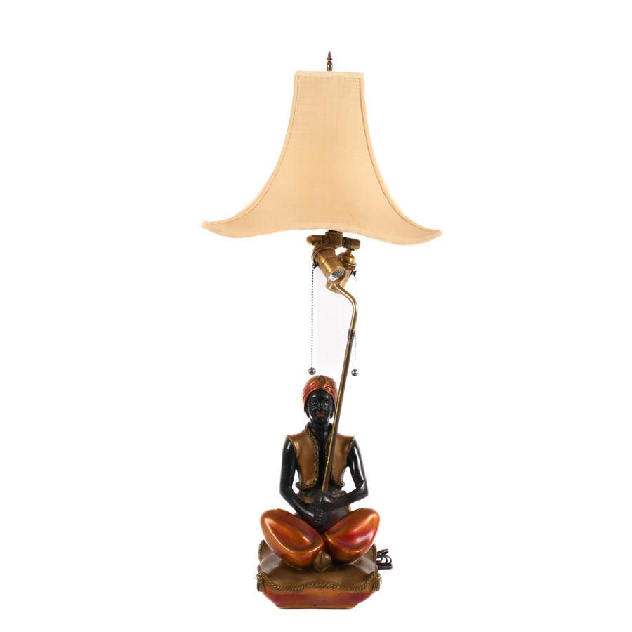 Decorated Seated Blackamoor Table Lamp-1