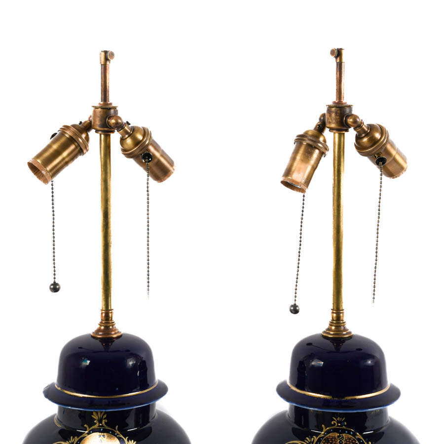 Pair of Art Deco Portrait Lamps on Wood Bases-3