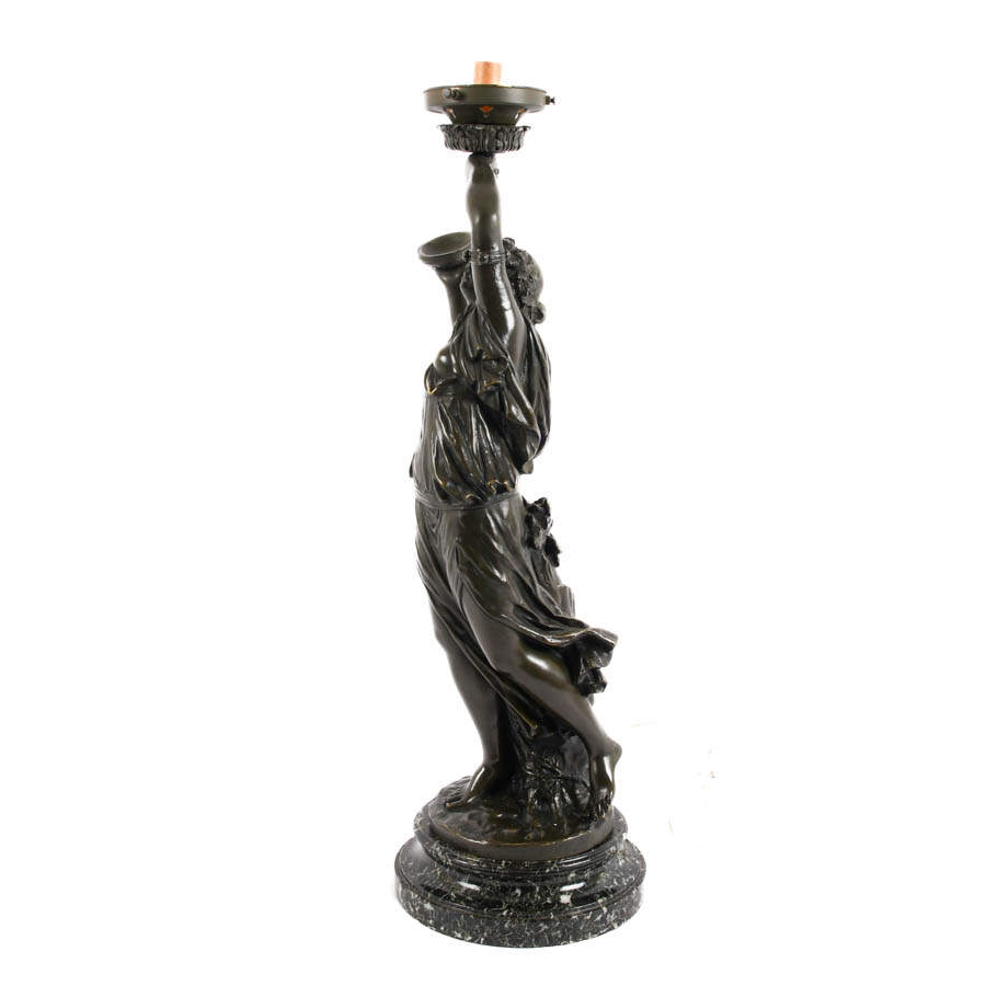 Antique Bronze Female Table Lamp After C.M. Clodion-3