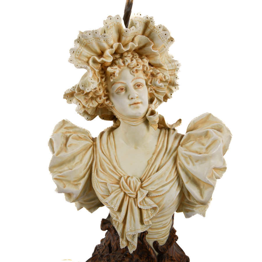 Pair of Figural Victorian Women Bisque Lamps-5