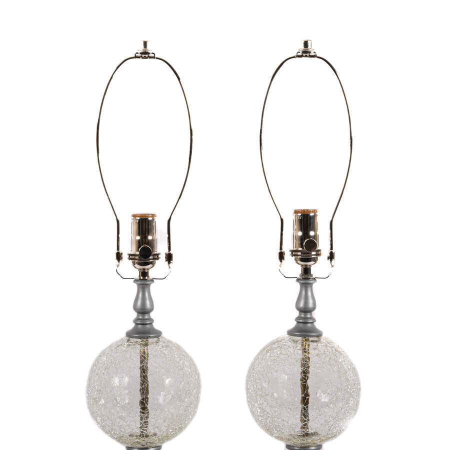 Pair of Art Deco-Style Crackle Glass Lamps-2