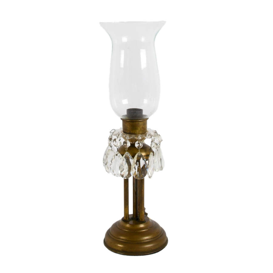 Brass and Crystal Hurricane Table Lamp-1