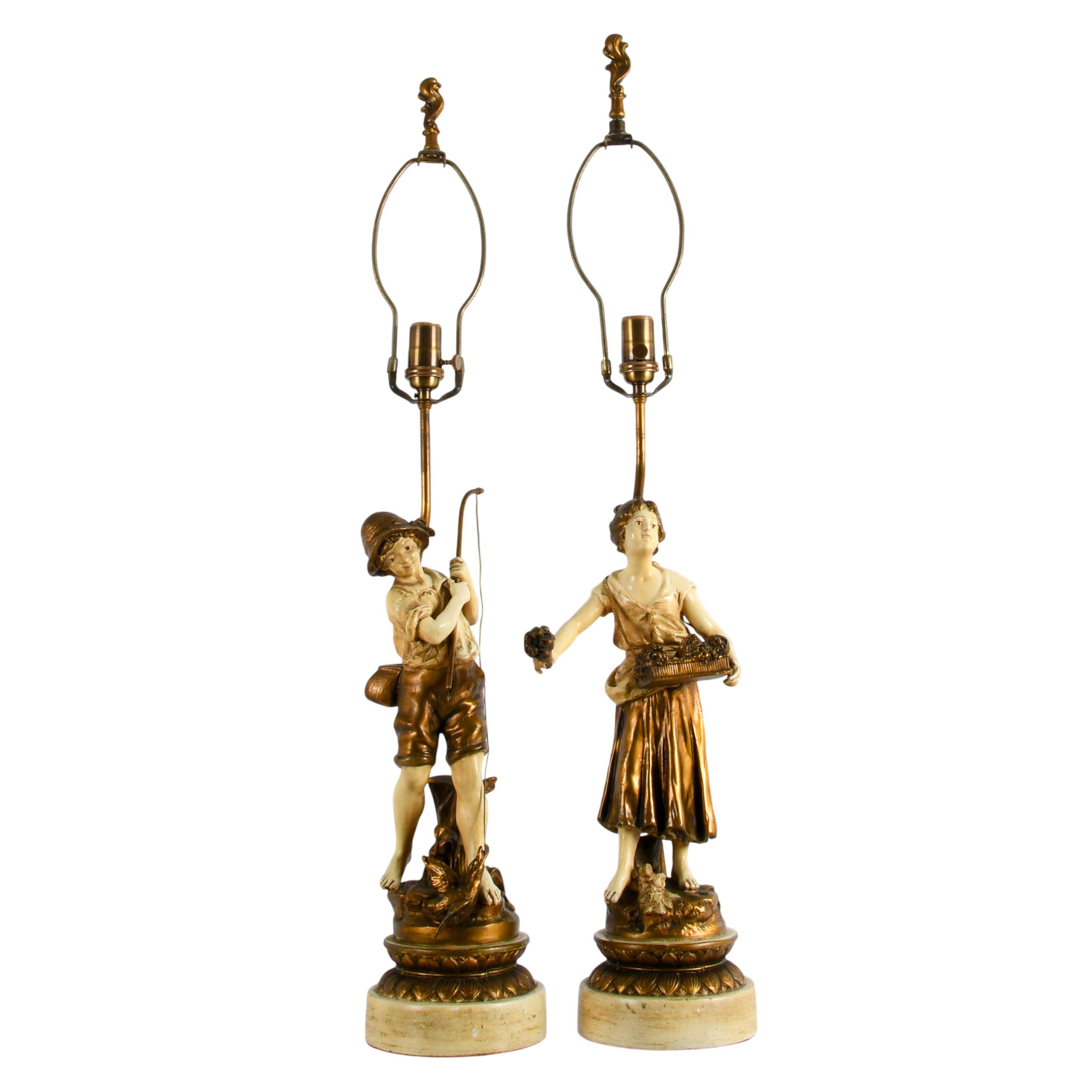 Pair of Louis & François Moreau Figural Table Lamps-2