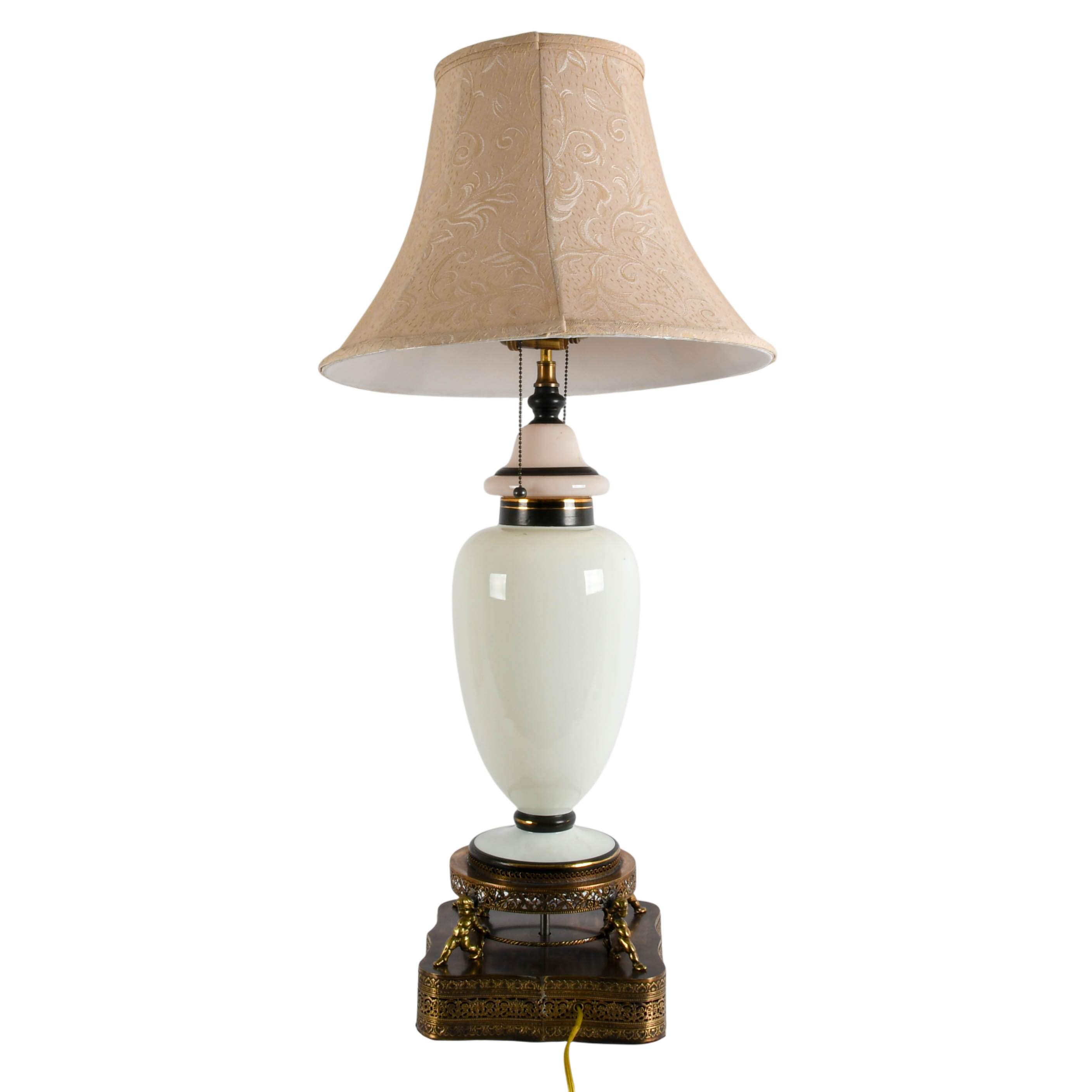 Case Glass Hand-Painted Figural Putties Portrait Table Lamp-7
