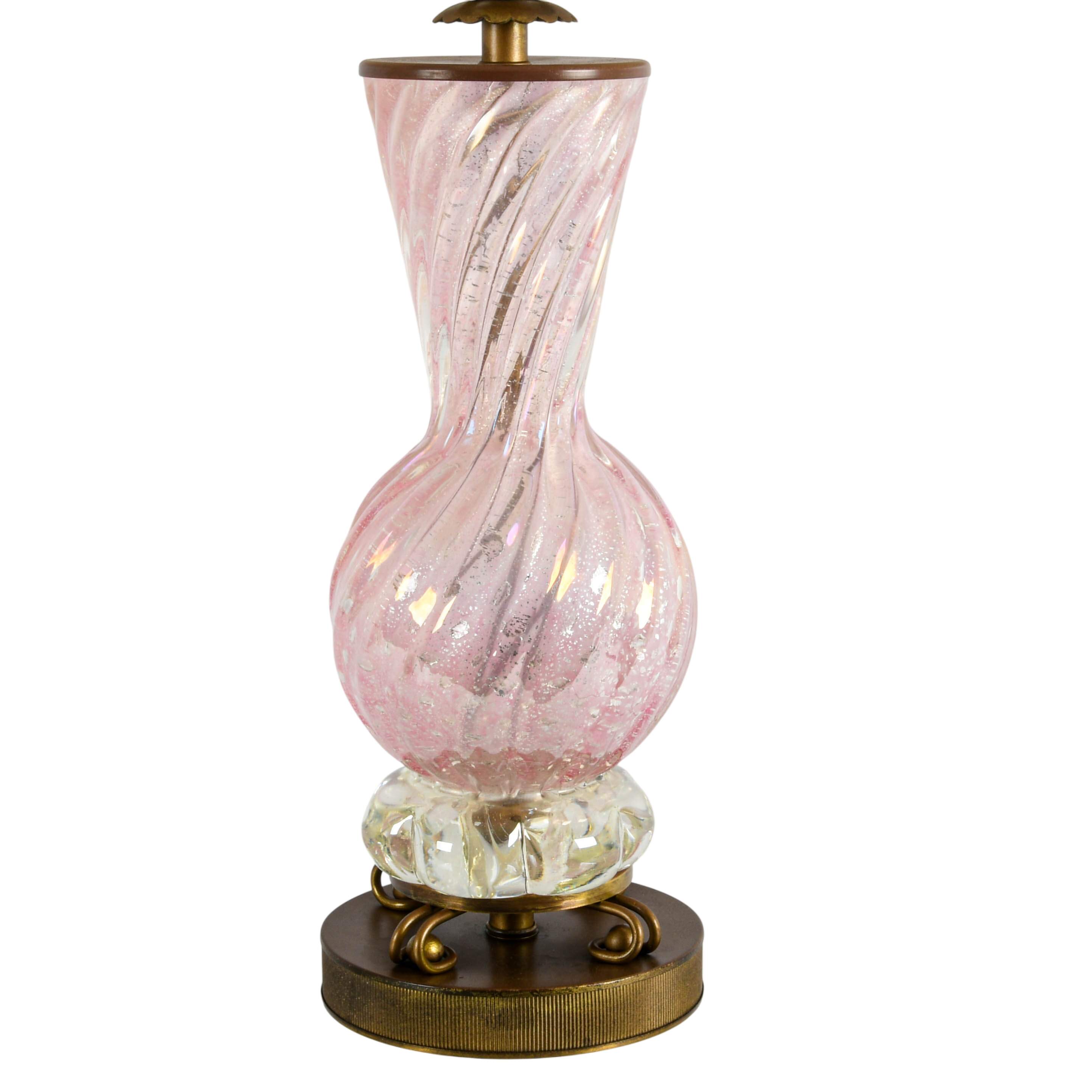 Italian Pink Venetian Glass Table Lamp-5